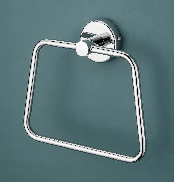 arena Square Towel Ring Holder | Wall Mounted Bathroom Towel Hanger 7 inch 1 Bar Towel Rod-picture-24