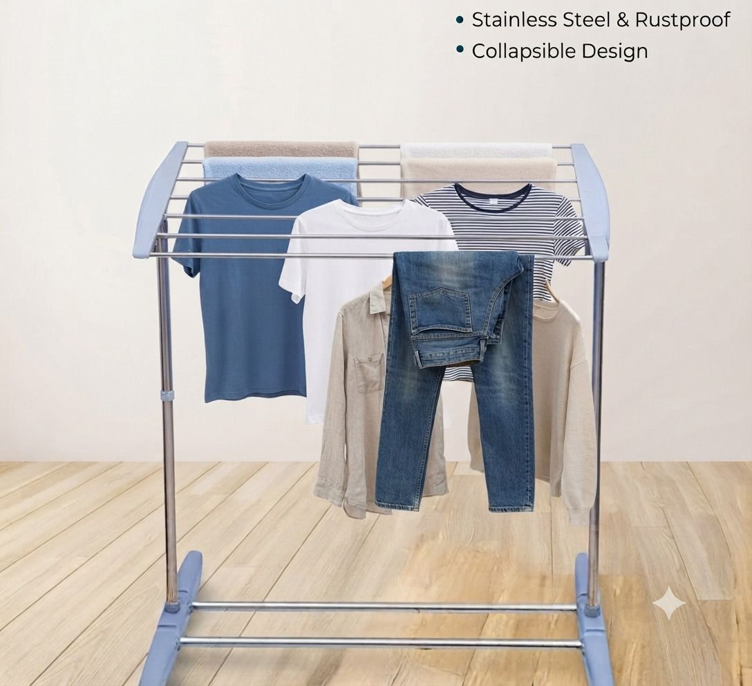 Towel Rack Floor-Standing Multi-Functional Mobile Foldable Balcony Multi colour, White Towel Holder-image-3