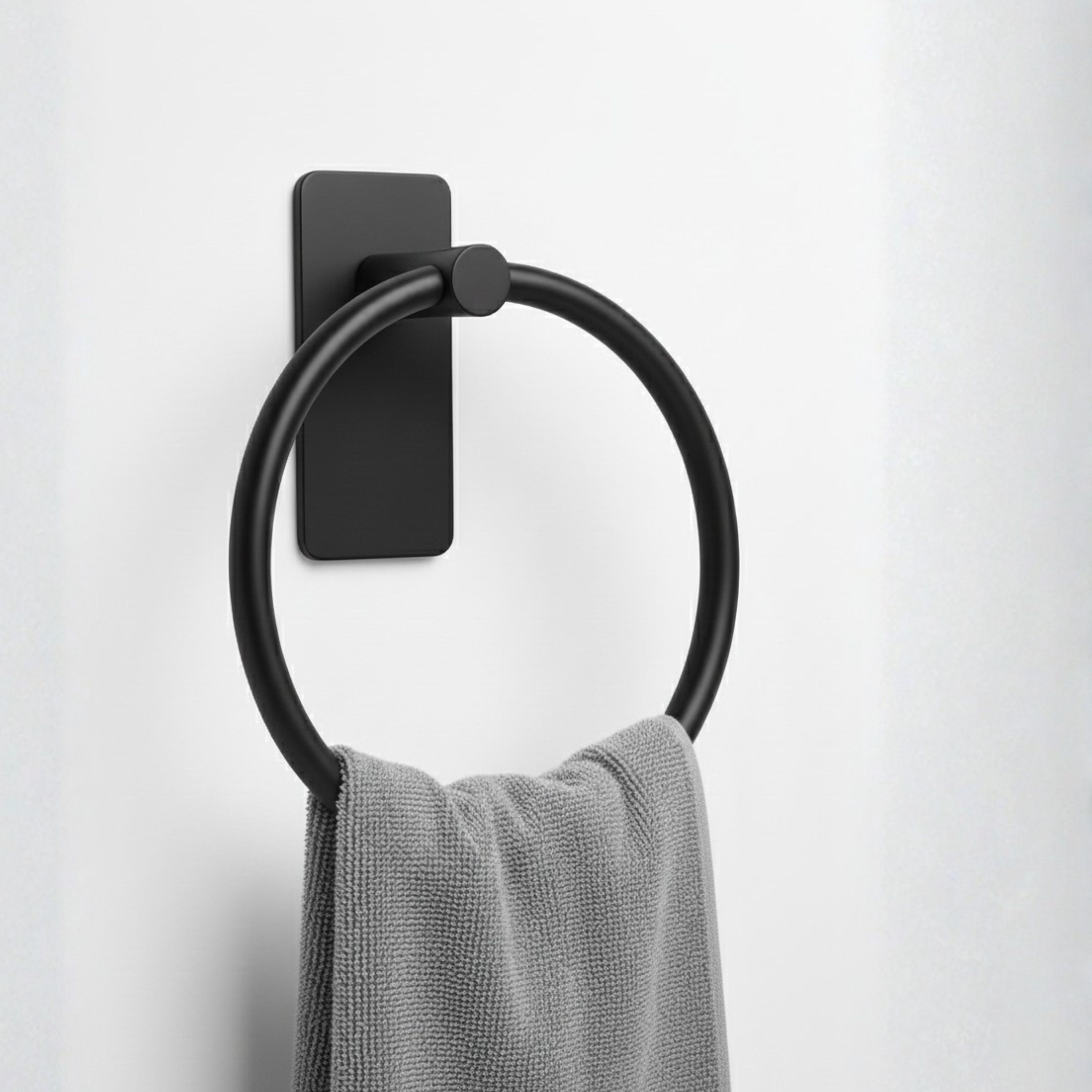 Self Adhesive Towel Ring Holder Matte Black Towel Holder-image-29