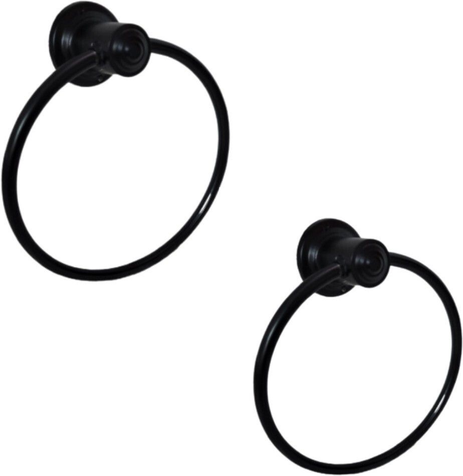 Towel Napkin Round ring holder Pack of 2 in Black color Black Towel Holder-image-32