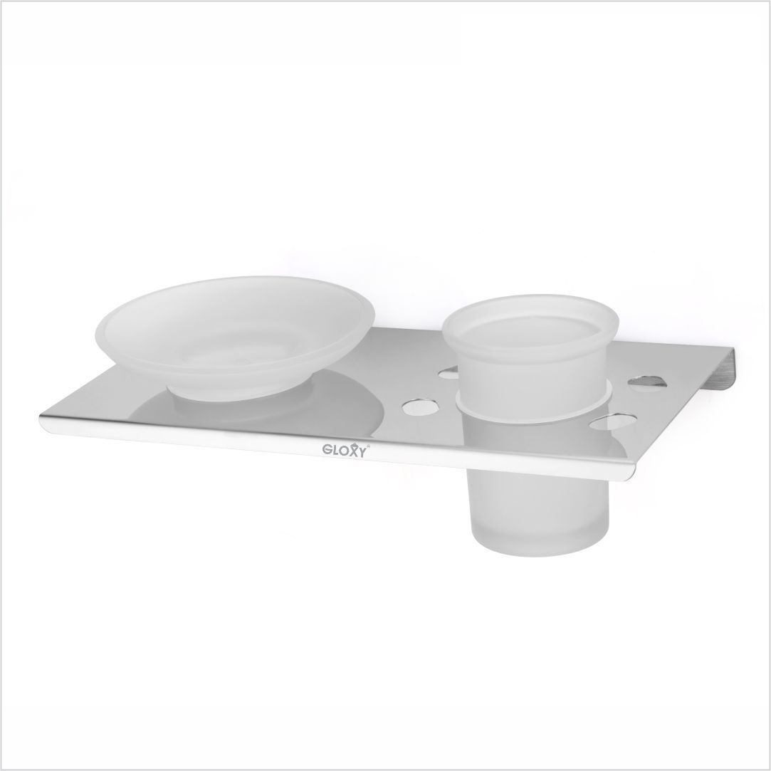 Wall Mount 2-in-1 Soap Dish & Toothbrush Holder | Stainless Steel Bathroom Stand 10 inch 1 Bar Towel Rod-image-32