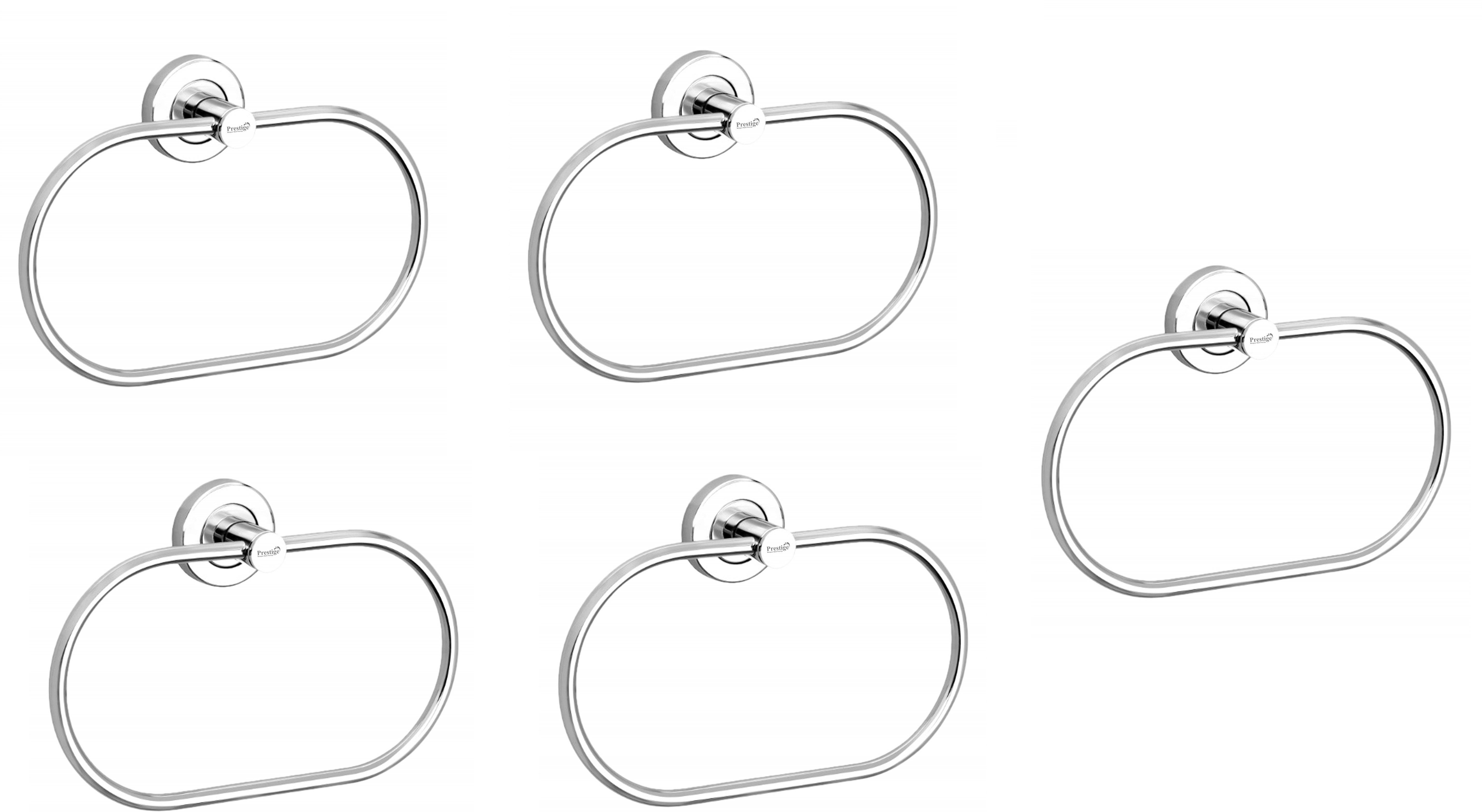 prestige Stainless Steel Oval Towel Ring for Bathroom/Napkin-Towel Hanger- Pack of 5 SILVER Towel Holder-picture-36