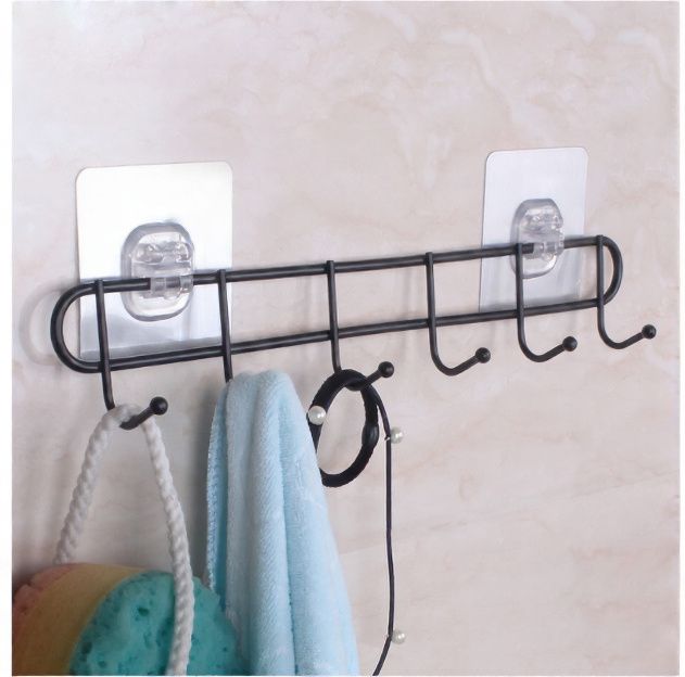 bathroom hanger bathroom stand rack multi use self adhesive black Towel Holder-image-25