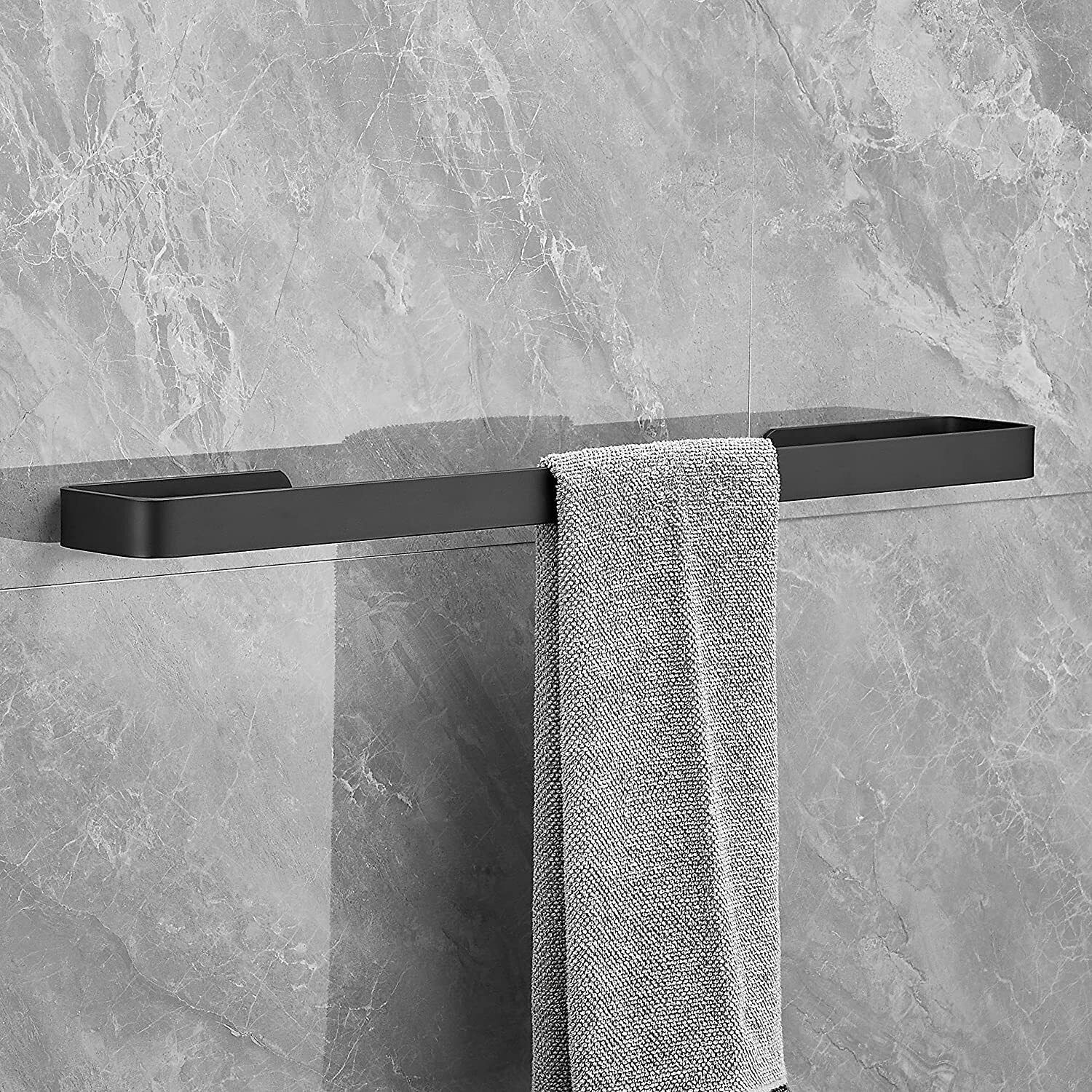 Aluminium Towel Rod/Towel Bar/Towel Hanger/Bathroom Accessories (976) Pack of 1 Black Towel Holder-image-20