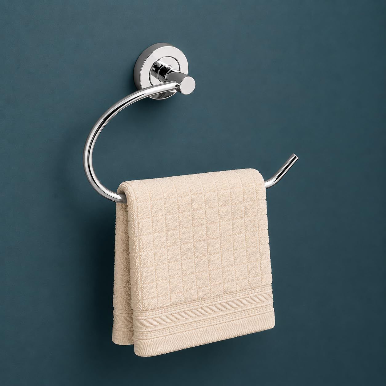 Premium Towel Ring Holder | Chrome Finish | Wall Mounted Bathroom Towel Hanger 8 inch 1 Bar Towel Rod-image-21