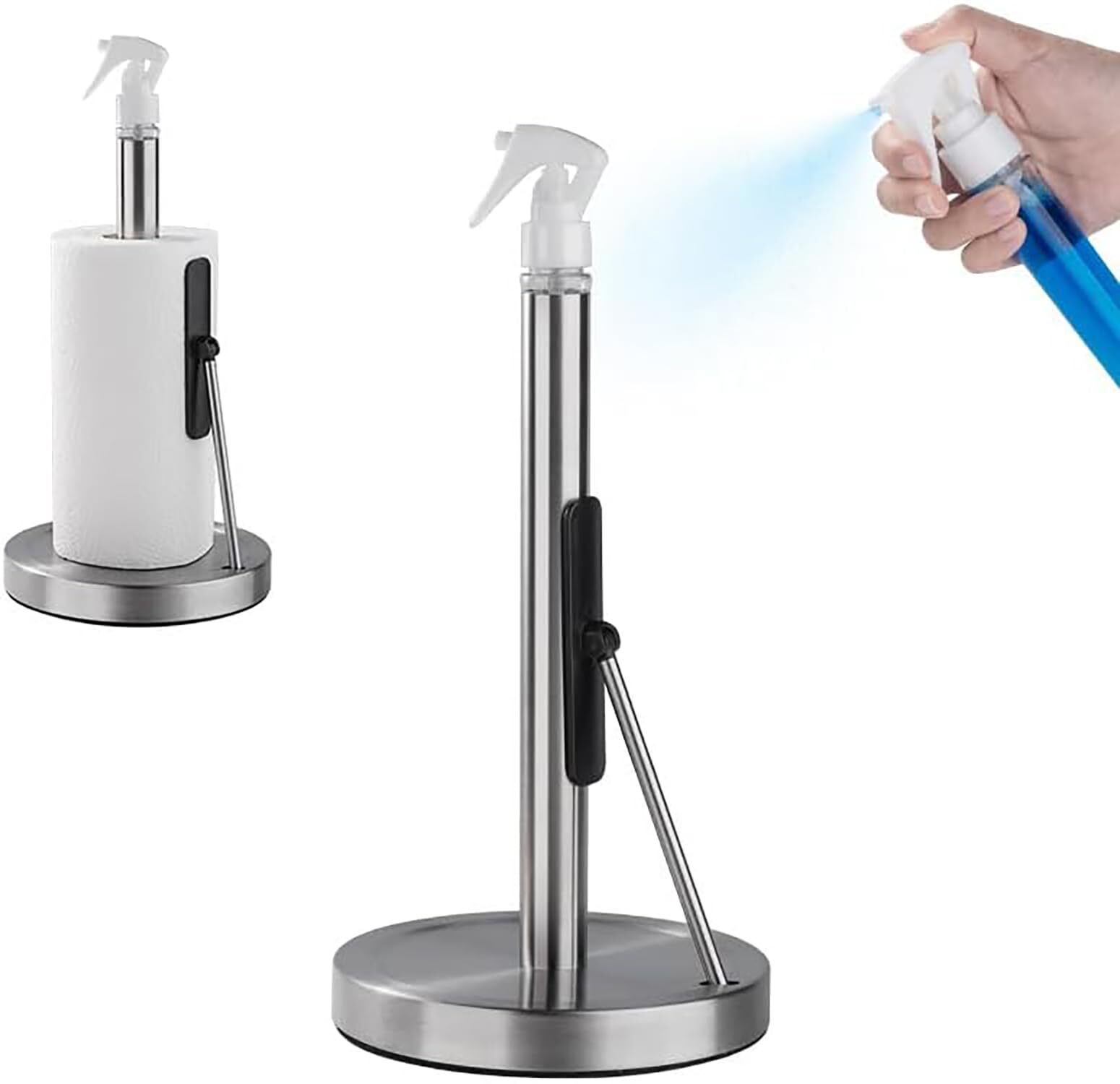 house of quirk 2-in-1 Paper Towel Holder with Spray Bottle with Suction Base Silver Towel Holder-picture-18