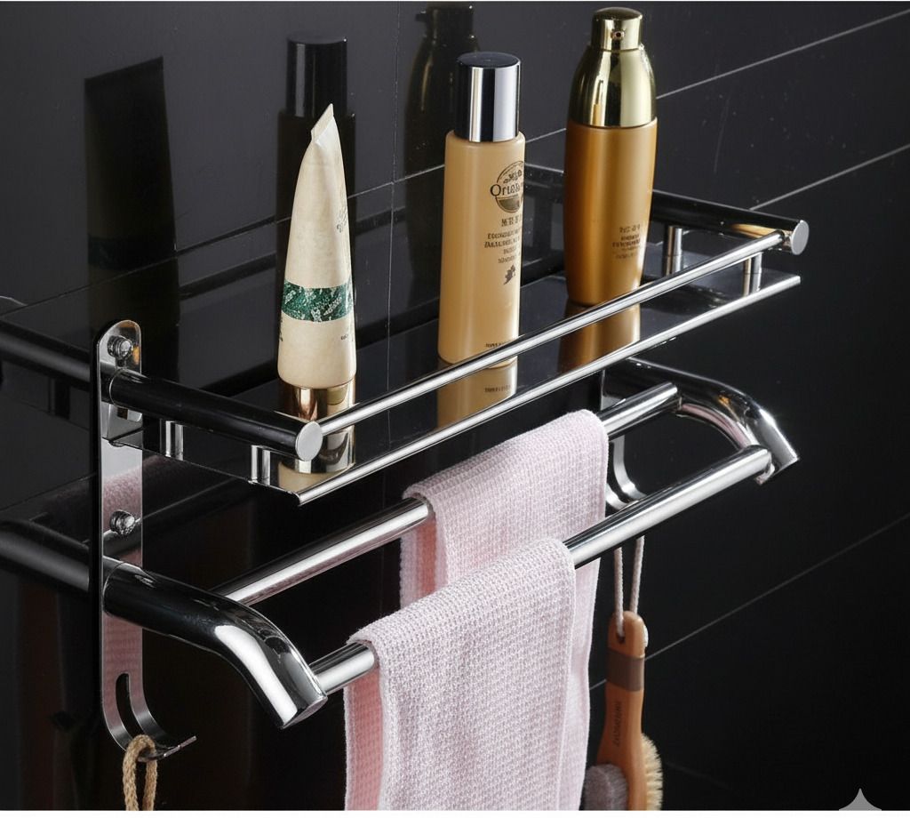 adonz NL_bathroom self 2 in 1 Stainless 304 Grade Bathroom Set (Pack of 1 ) Towel Holder-picture-17