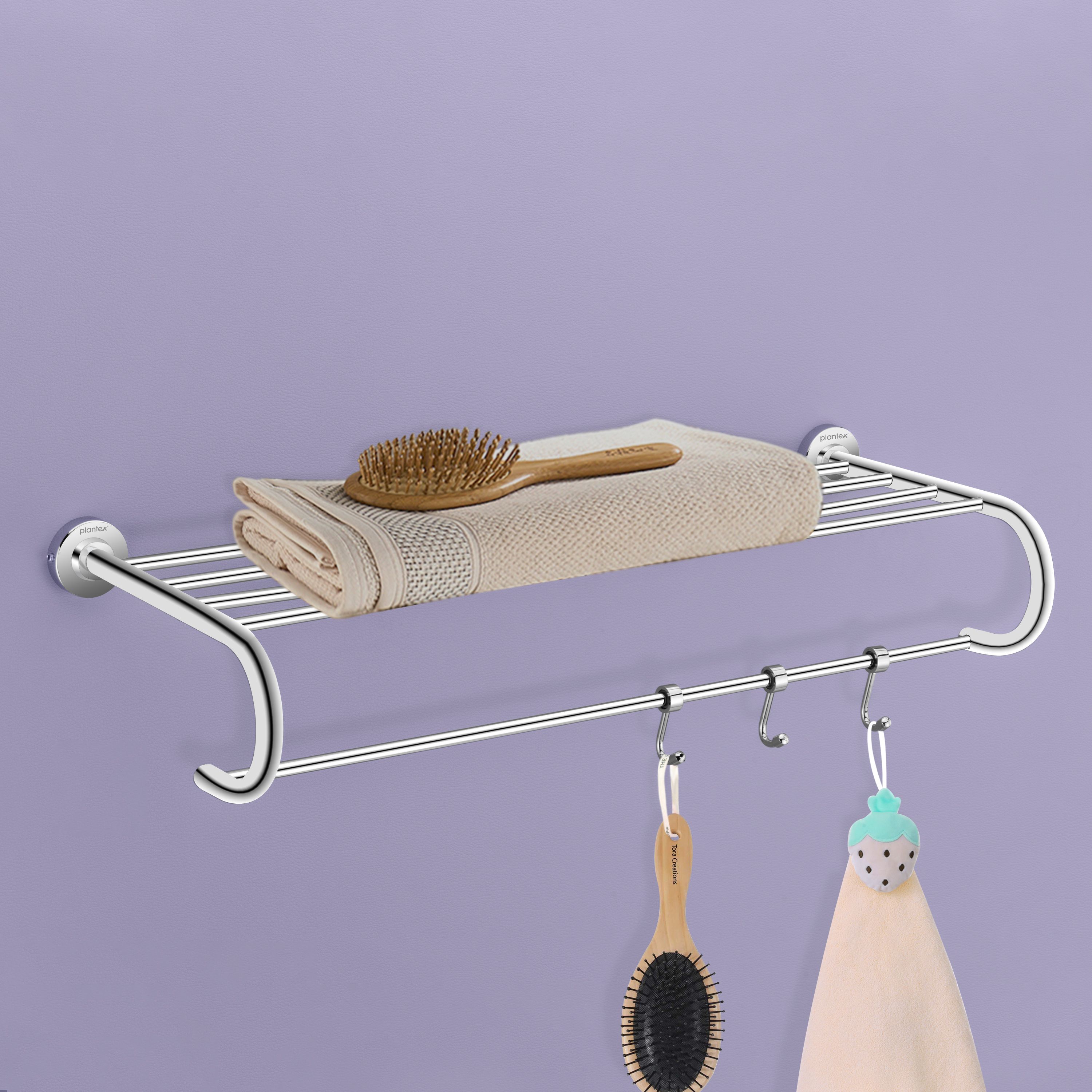 plantex Stainless Steel 304 Grade Towel Rack/Stand/Towel Hanger for Bathroom (Daizy) Chrome Towel Holder-picture-37
