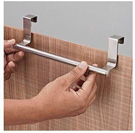Steel Towel Hanger Over The Door ,Hook Rod Rack for Bathroom and kitchen Silver Towel Holder-image-36