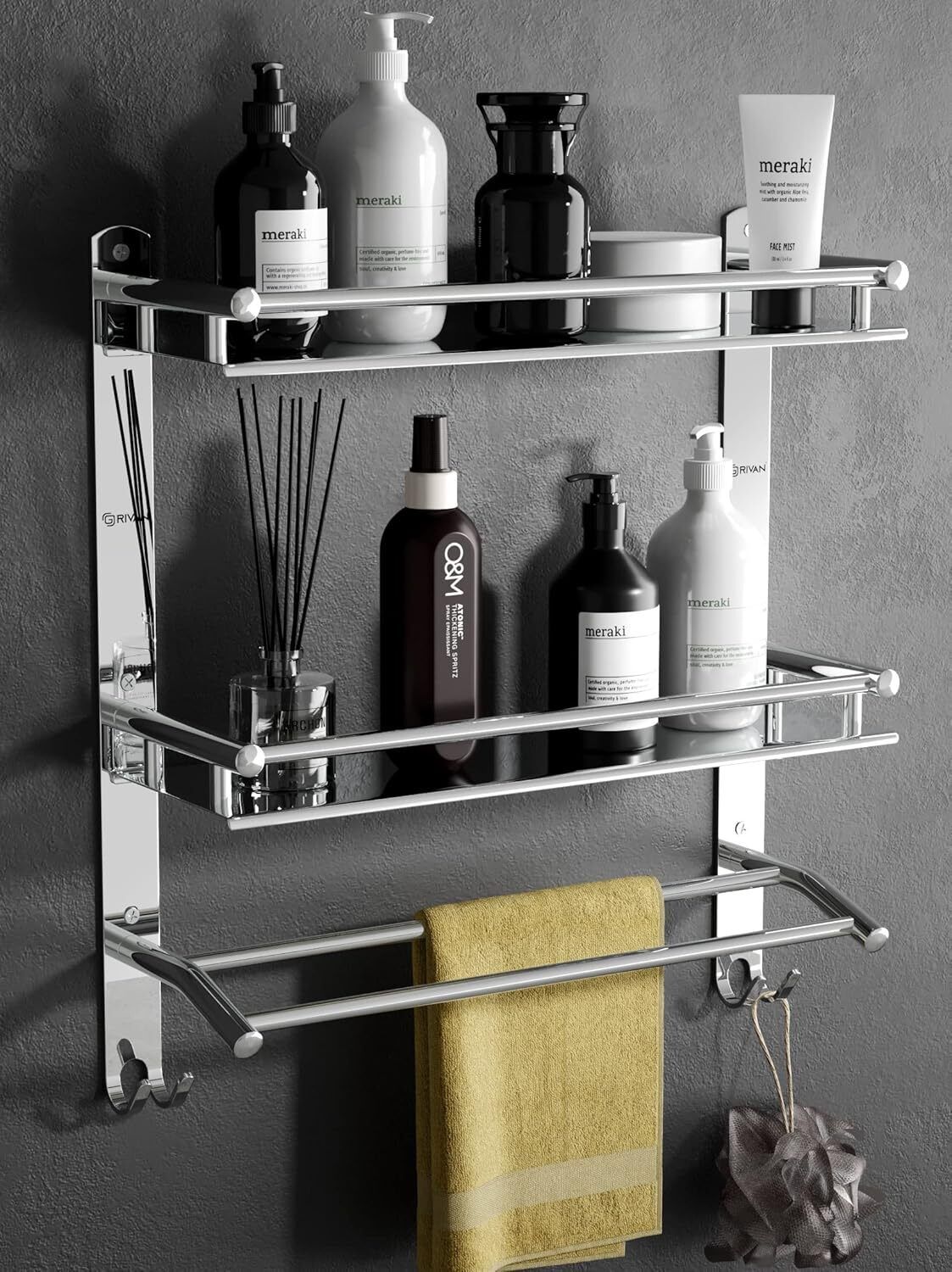 Premium Towel rack Abs Stainless Steel Bathroom Accessories and Folding Towel Rack/Towel Hanger/Towel Stand/Holder Silver Towel Holder-image-34