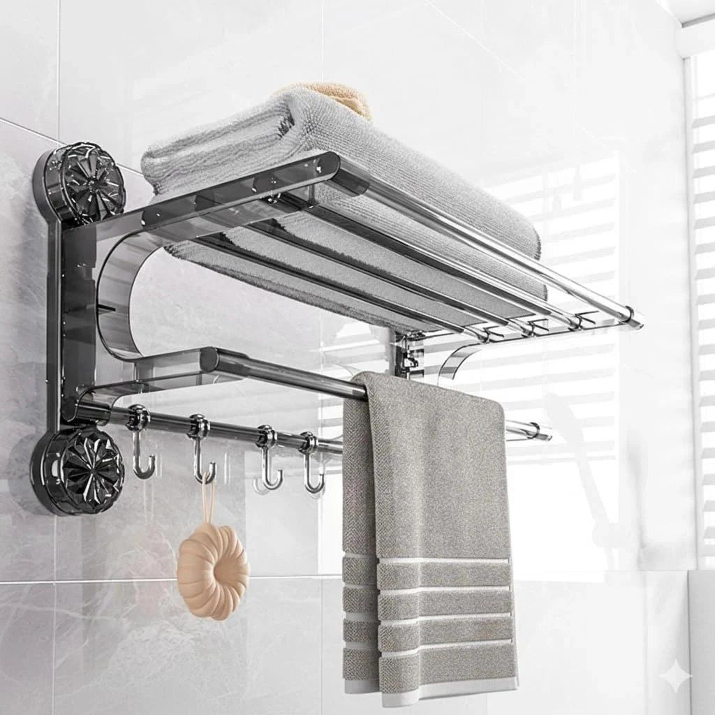 makqueen fashion Stainless Steel Folding Towel Rack Wall Mounted MULTICOLOR Towel Holder-picture-28