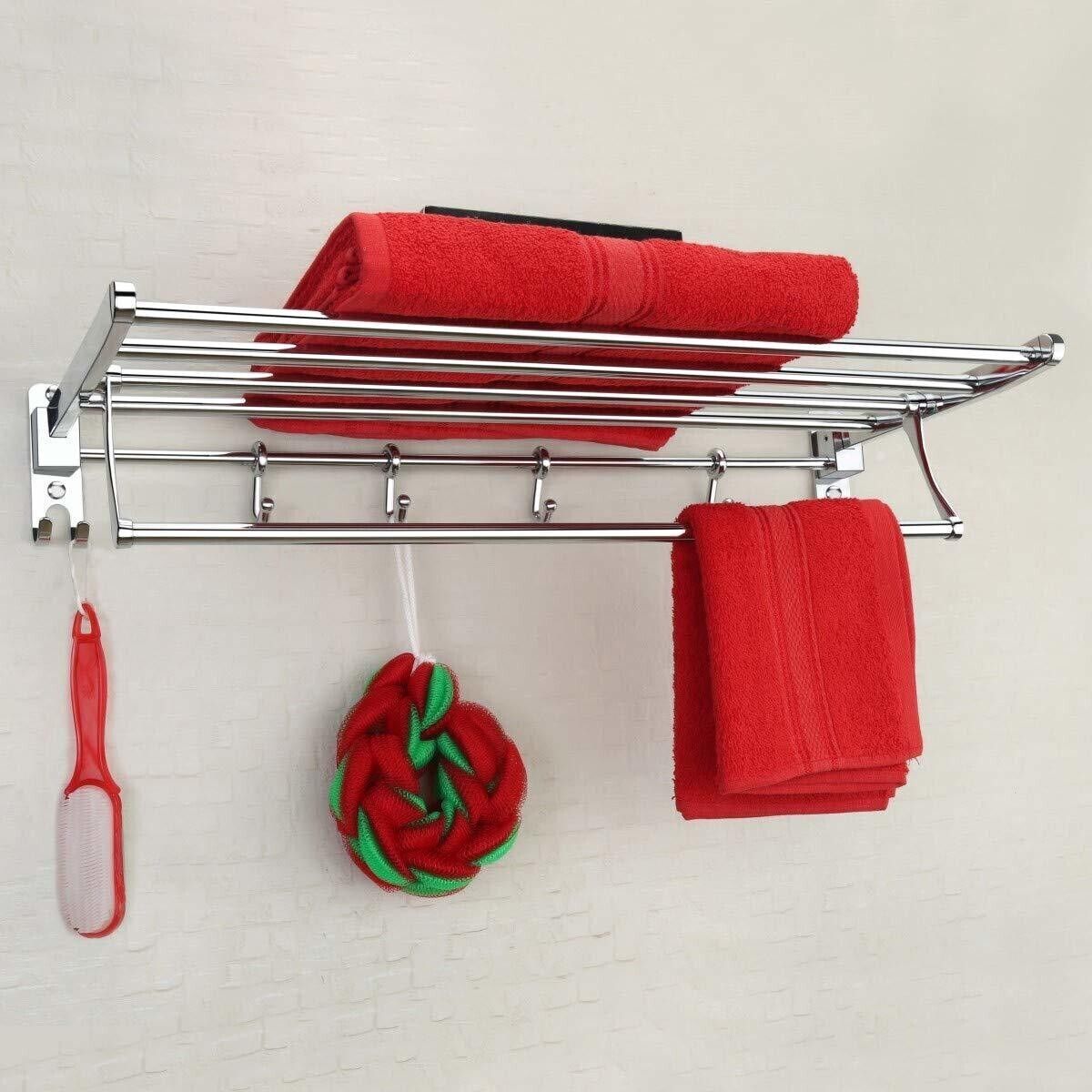High Grade 304 Stainless Steel Folding Towel Rack for Bathroom (2 Feet Long) Towel Stand/Towel Hanger/Towel Holder/Bathroom Accessories SILVER Towel Holder-image-26