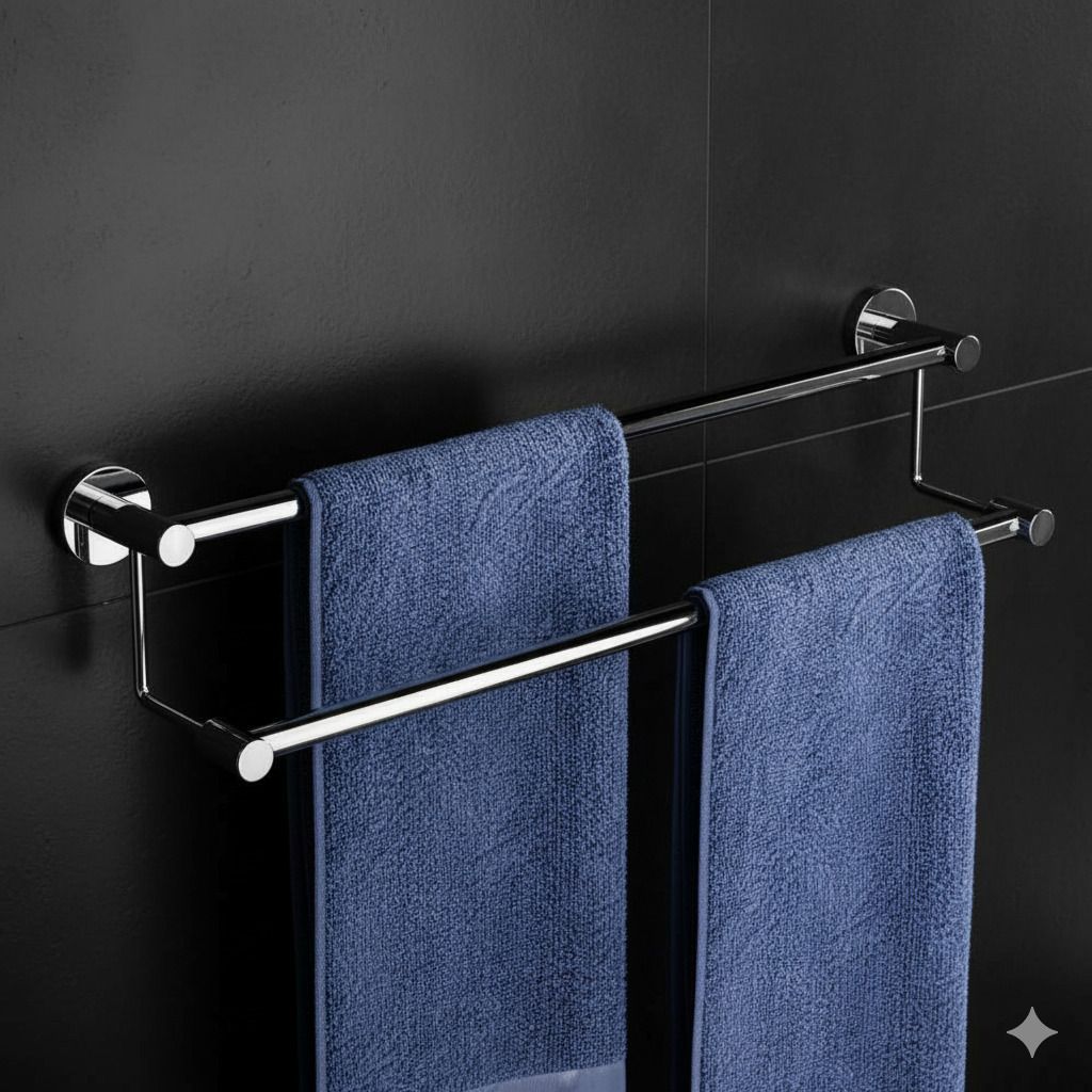 NL_23 Inch Wall Mounted SS Towel Rod Silver Towel Holder-image-29