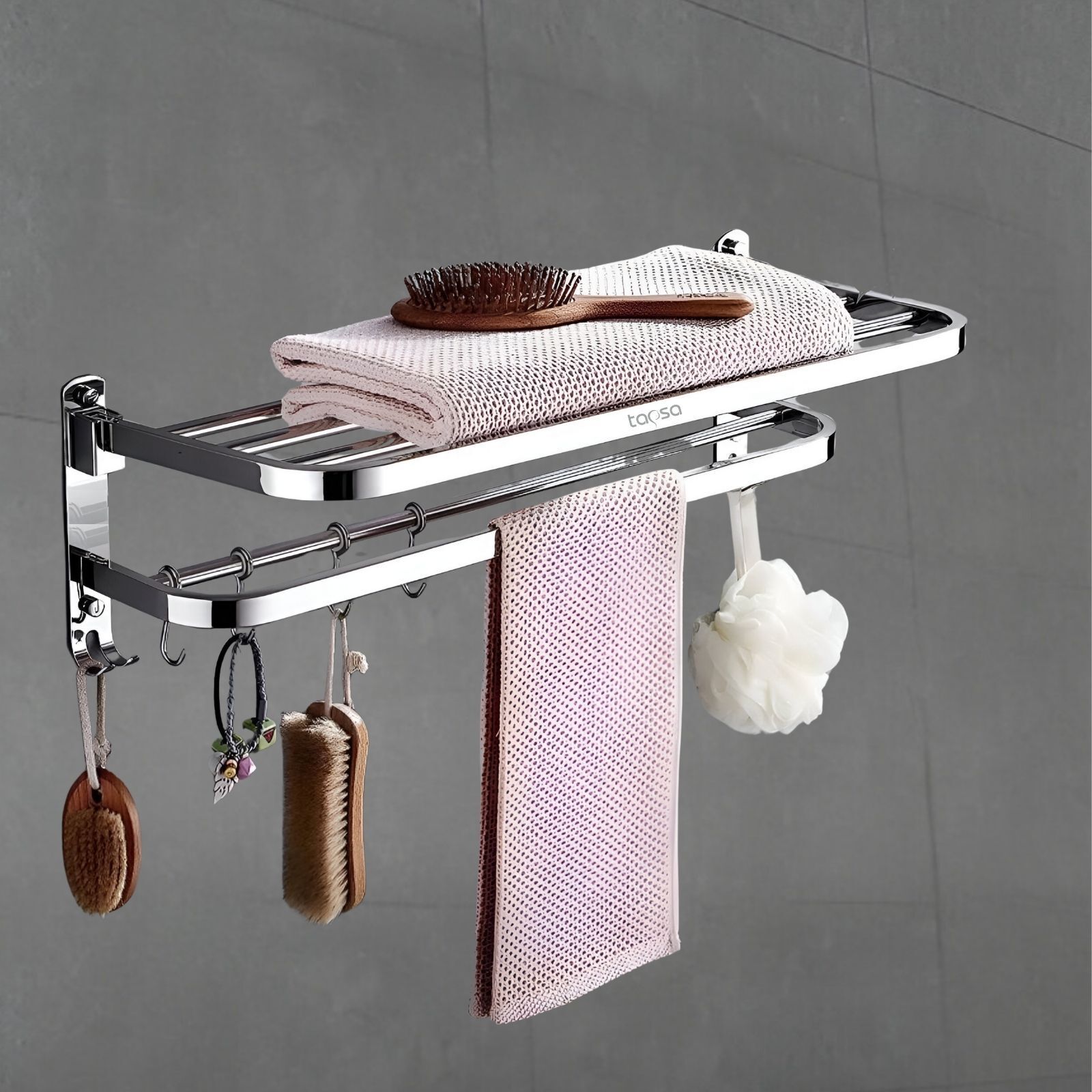 tapsa SmartBuy 304 Grade Heavy Stainless Steel Towel Rack|Towel Hanger|Towel Stand Silver Towel Holder-picture-29