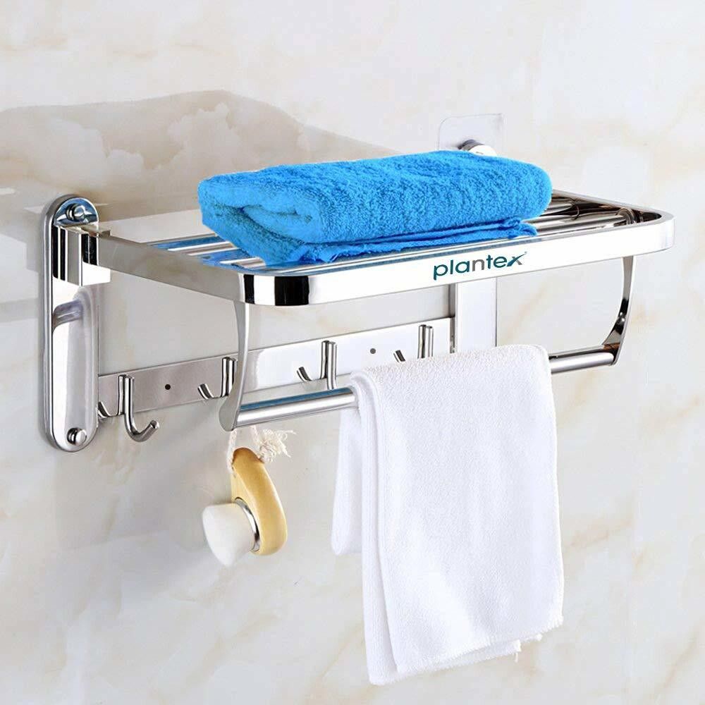 Casa Stainless Steel 304 Grade Folding Towel Rack for Bathroom/Towel Stand/Hanger/Bathroom Accessories (24 Inch) Chrome Finish Towel Holder