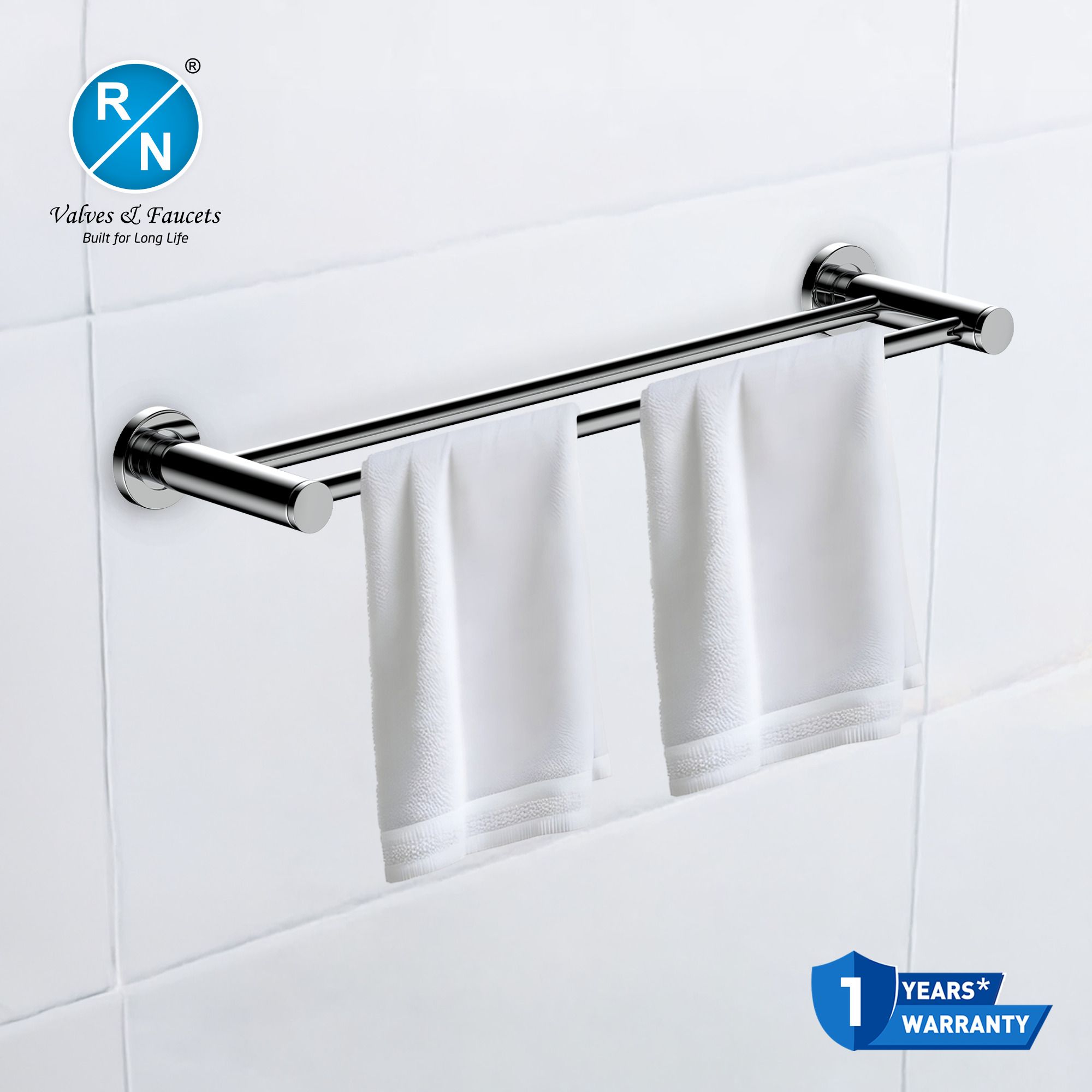 Eco Series Stainless Steel Double Pole Towel Shelf for Bathroom | Wall Mounted Zinc Alloy Metal Base Towel Holder-image-40