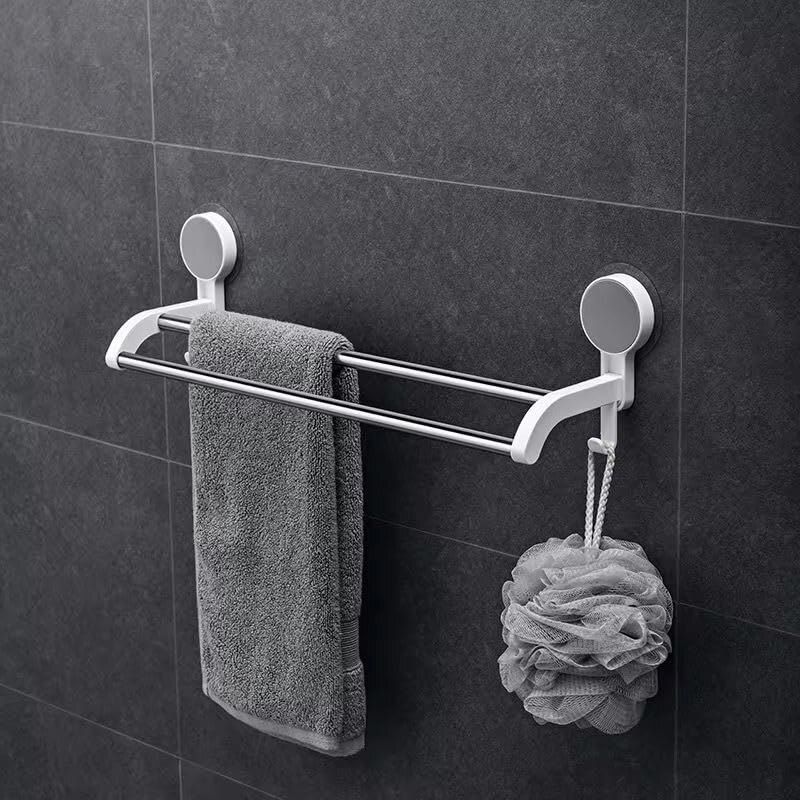 Double Towel Bar with Steel Rods,Wall Mounted Self Adhesive Sticker Towel Holder Silver Towel Holder-image-33