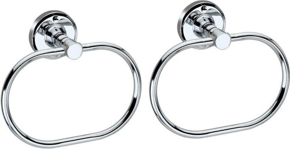 STR-75 Towel/Napkin Ring for Bathroom/Wash Basin/(Chrome-Oval) - Pack of 2 SILVER Towel Holder-image-13