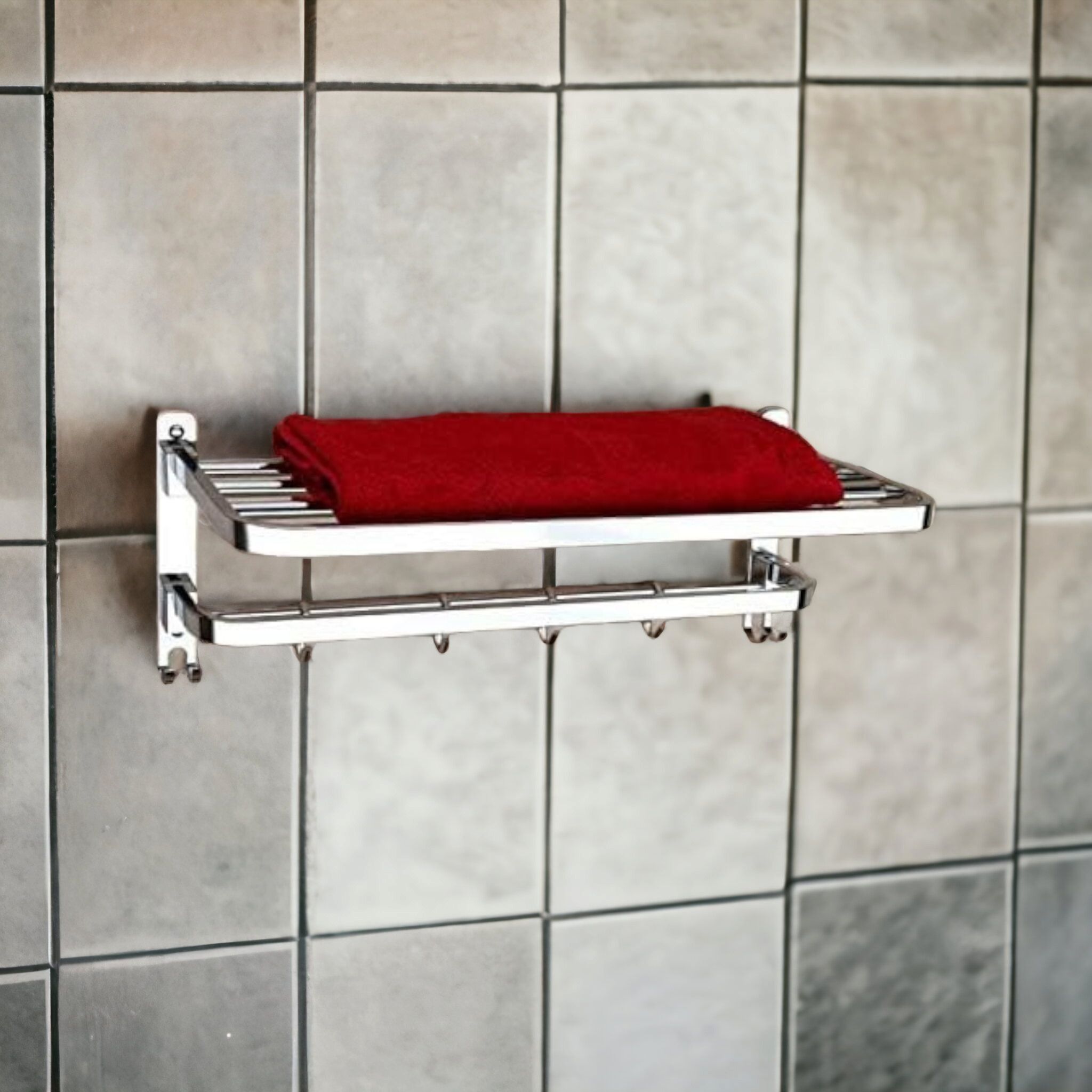 24" Dual Folding Towel Rack/Bathroom Accessories Silver Towel Holder Silver Towel Holder-image-35