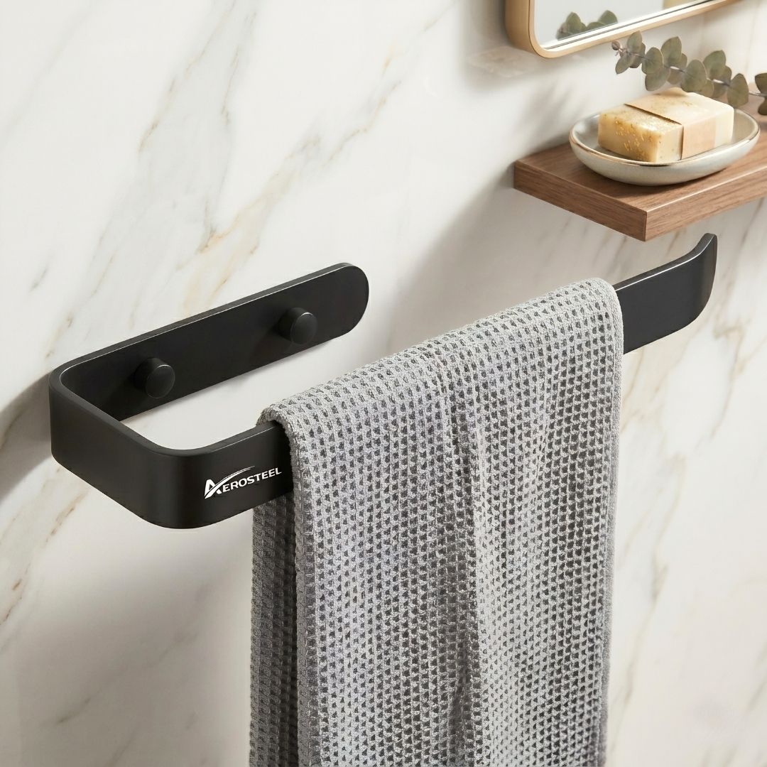 Black Powder Coated Napkin Holder | Wall Mounted Bathroom & Kitchen Towel Hanger Black Towel Holder-image-18
