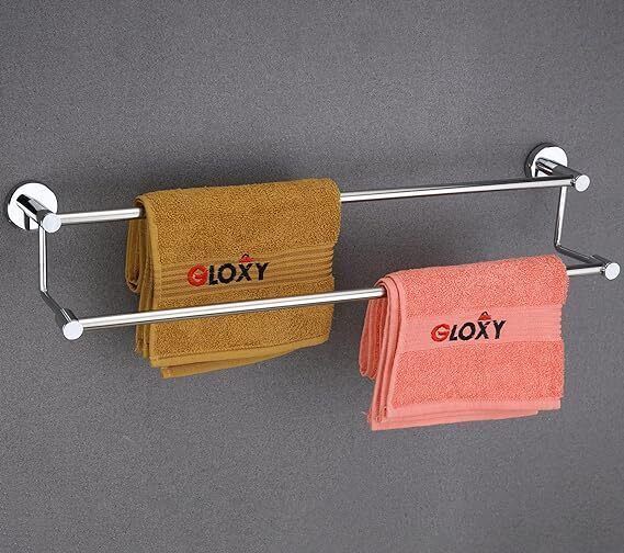 2 Step Stainless Steel Towel Rod for Bathroom Towel Rack, Towel Bar Rail Silver Towel Holder-image-16