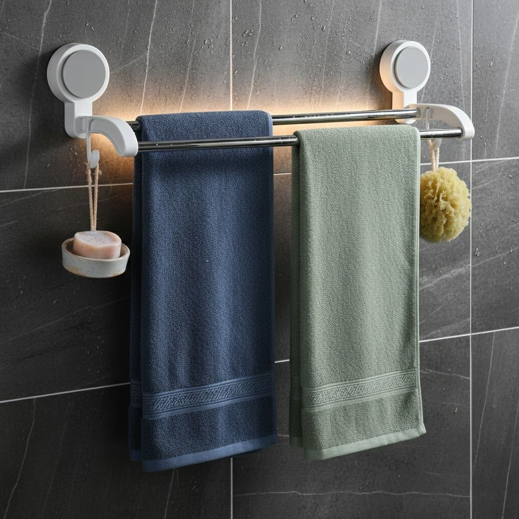 Stainless Steel Wall Mounted Self Adhesive Magic Sticker Towel Napkin Holder Bar 20 inch 2 Bar Towel Rod-image-26