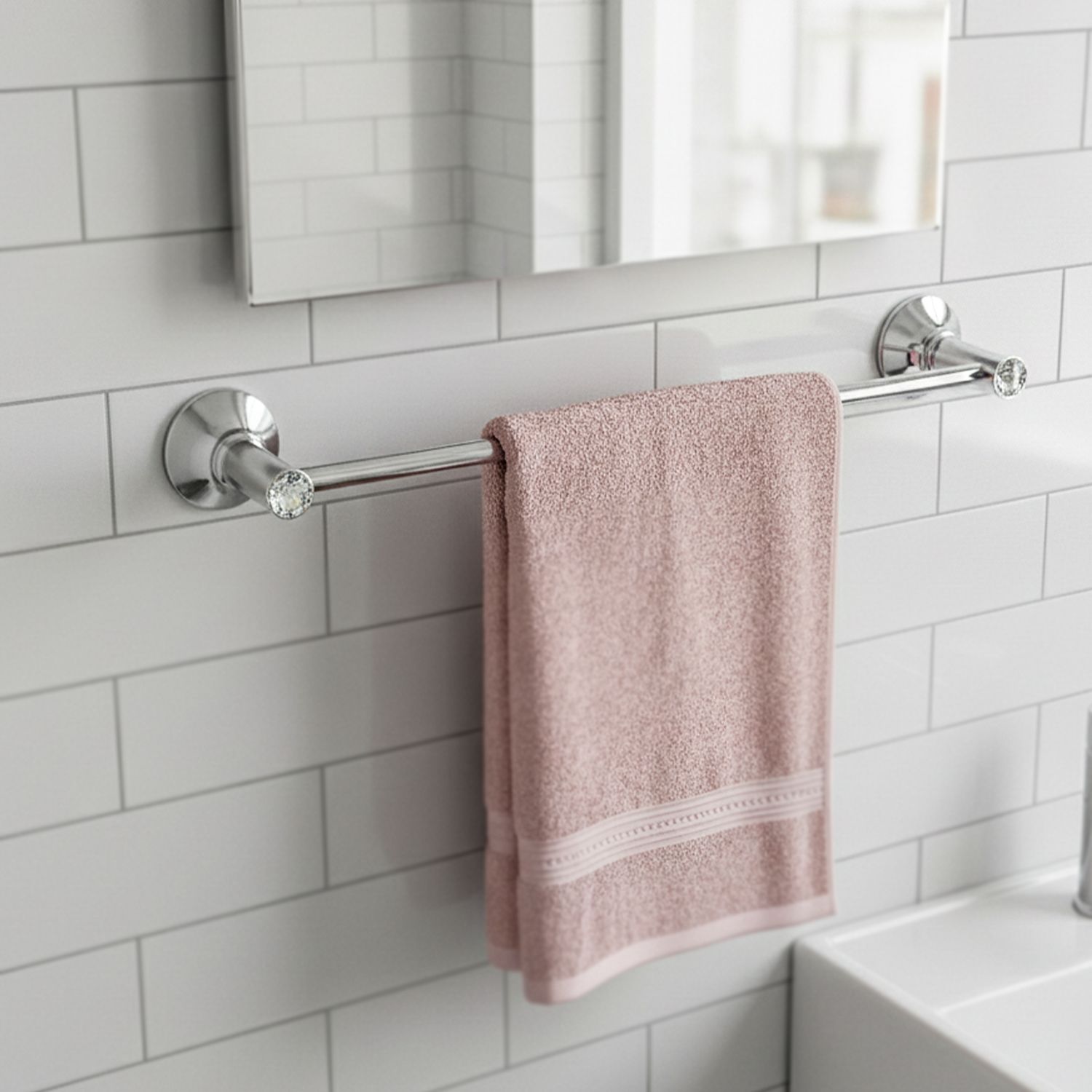 gravity waterluxury Diamond Chrome 26 inch 1 Bar Towel Rod-picture-41
