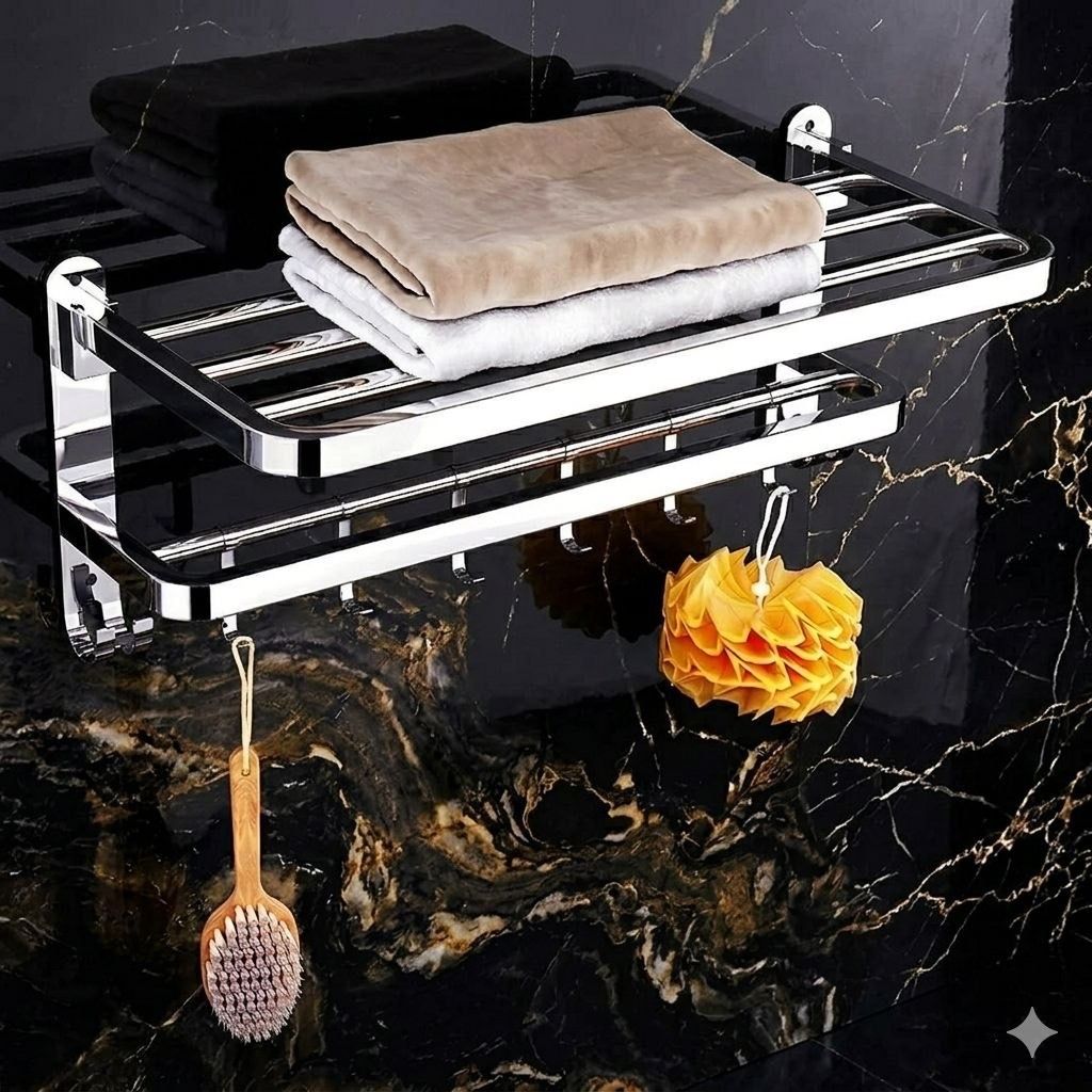 forsquare hardware products Chrome Finish Stainless Steel Towel Rack for Bathroom Storage 60 inch 2 Bar Towel Rod-picture-19