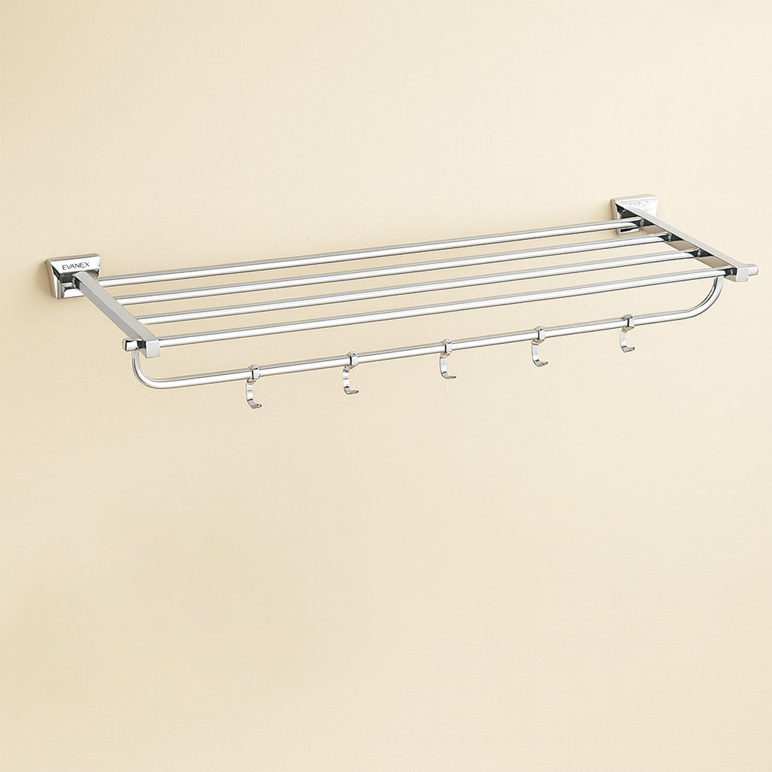 EVANEX Wall-Mounted Chrome Towel Rack & Holder | Bathroom Accessories 24 inch 4 Bar Towel Rod-image-19