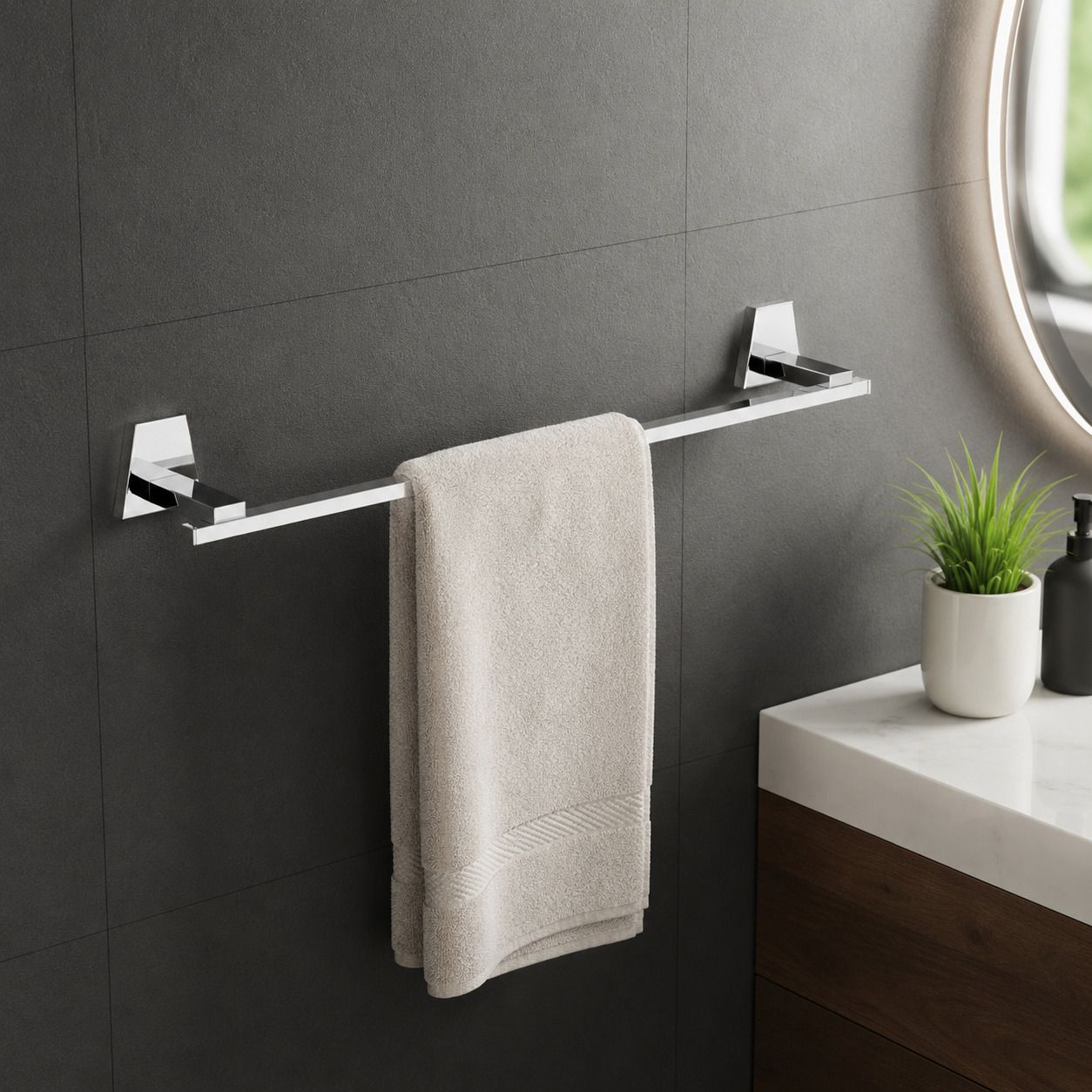 glostella Stainless Steel 304 Grade Heavy Towel rod/Towel bar/ Towel Hanger for Bathroom 24 inch 1 Bar Towel Rod-picture-2
