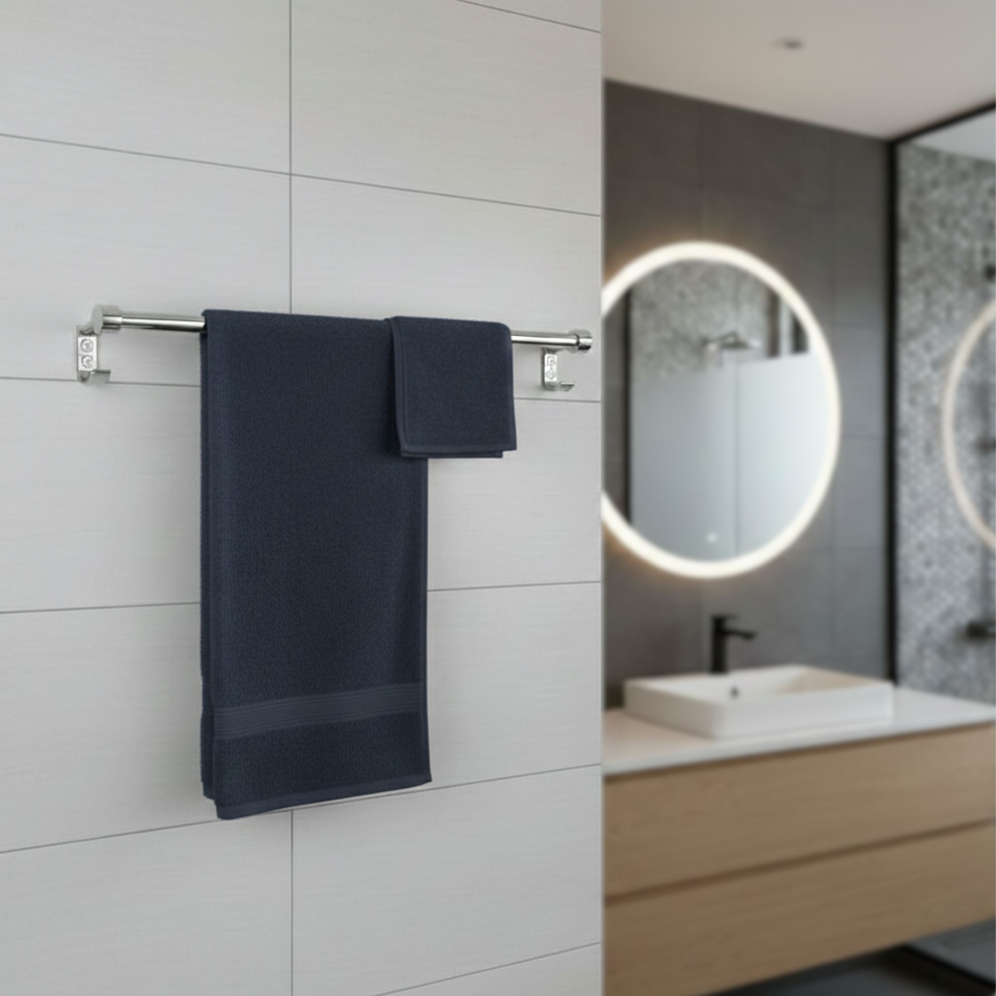 24" Single Towel Rod for Bathroom/Towel Hanger/ with Hooks/Bathroom Accessories 24 inch 1 Bar Towel Rod-image-27