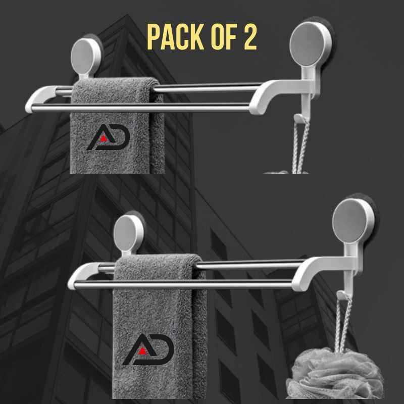Wall Mounted Self Adhesive Magic Sticker Towel Napkin Holder 20 inch 2 Bar Towel Rod-image-27