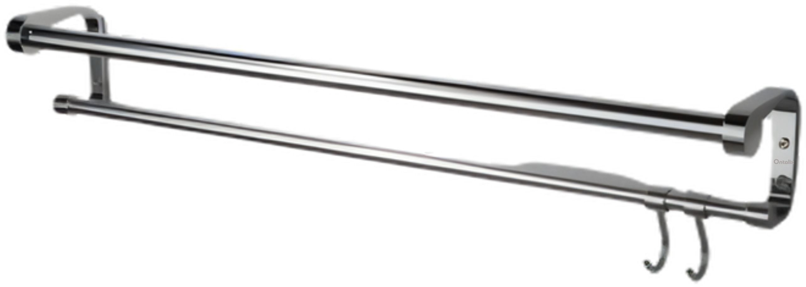 ontalix Stainless Steel Double Towel Rod Wall Mounted Bathroom Hanger with Hooks 24 inch 2 Bar Towel Rod-picture-27
