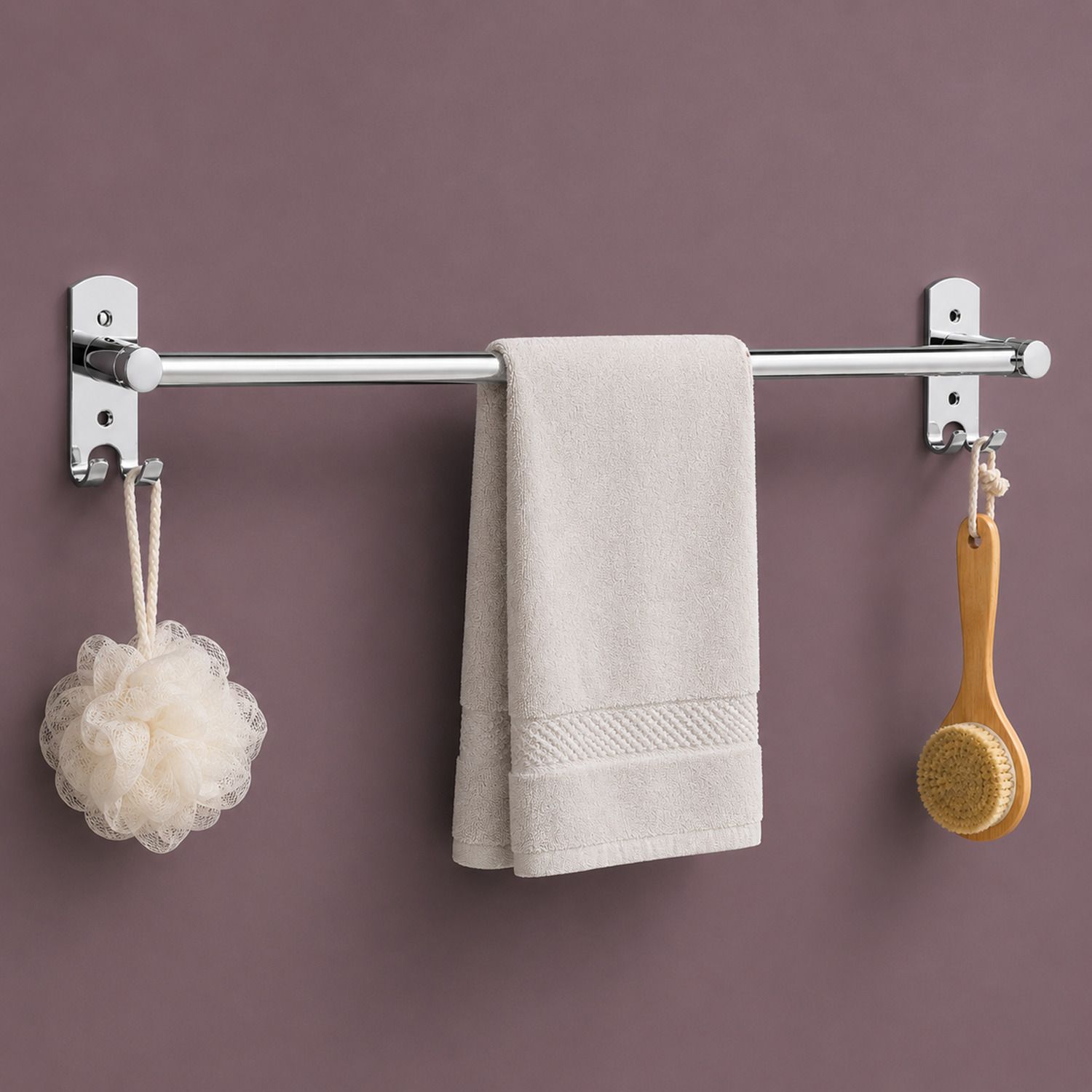 glostella Stainless Steel Heavy Towel Rod /Towel Stand/Towel Hanger With Hooks 24 inch 1 Bar Towel Rod-picture-12