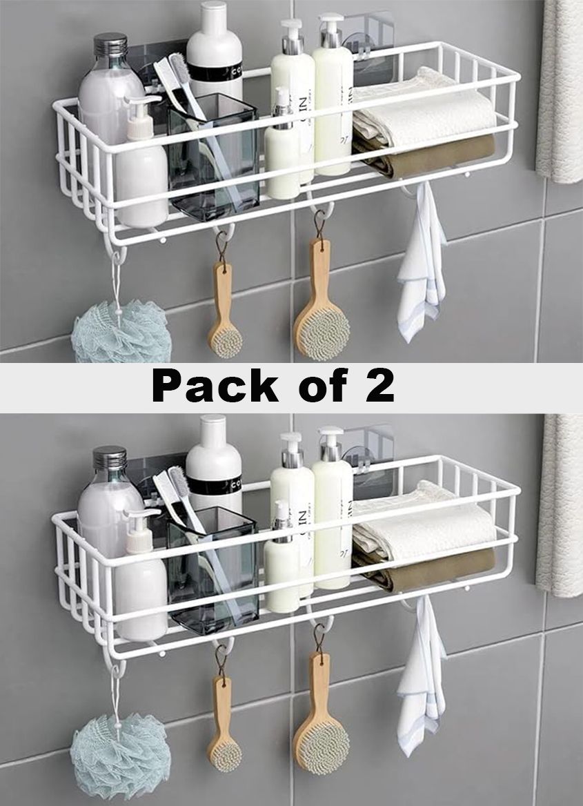 Wall Mounted (Pack of 2) bathroom Shelf/Rack/Storage Organizer for bathroom 11 inch 1 Bar Towel Rod