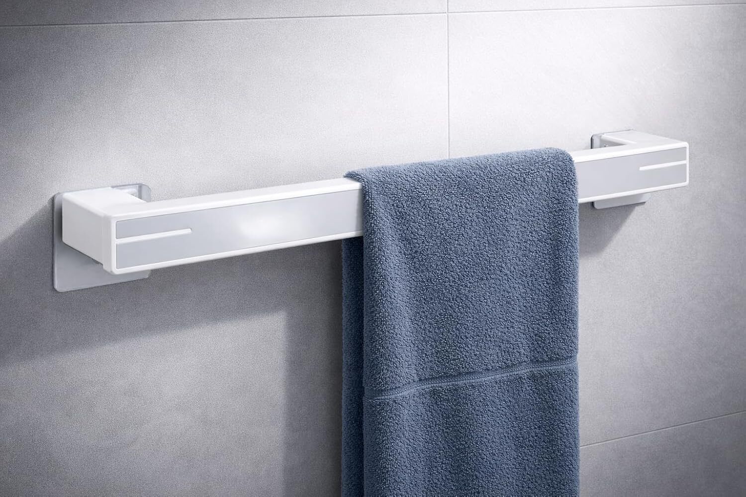 Self Adhesive Plastic Towel Holder NoDrill Wall Mounted for Bathroom&Kitchen 18.5 inch 1 Bar Towel Rod-image-33