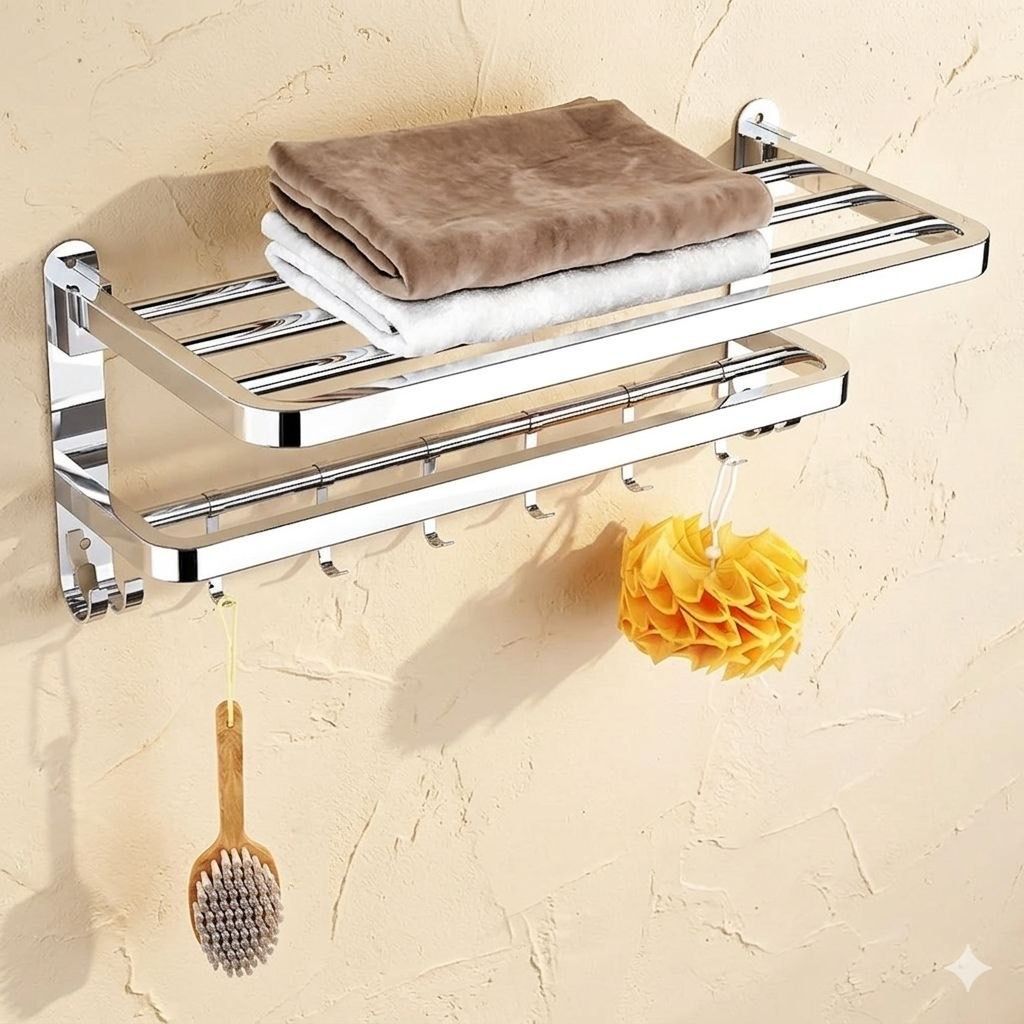 Multipurpose Bathroom Towel Rack Stainless Steel 60 inch 2 Bar Towel Rod-image-14