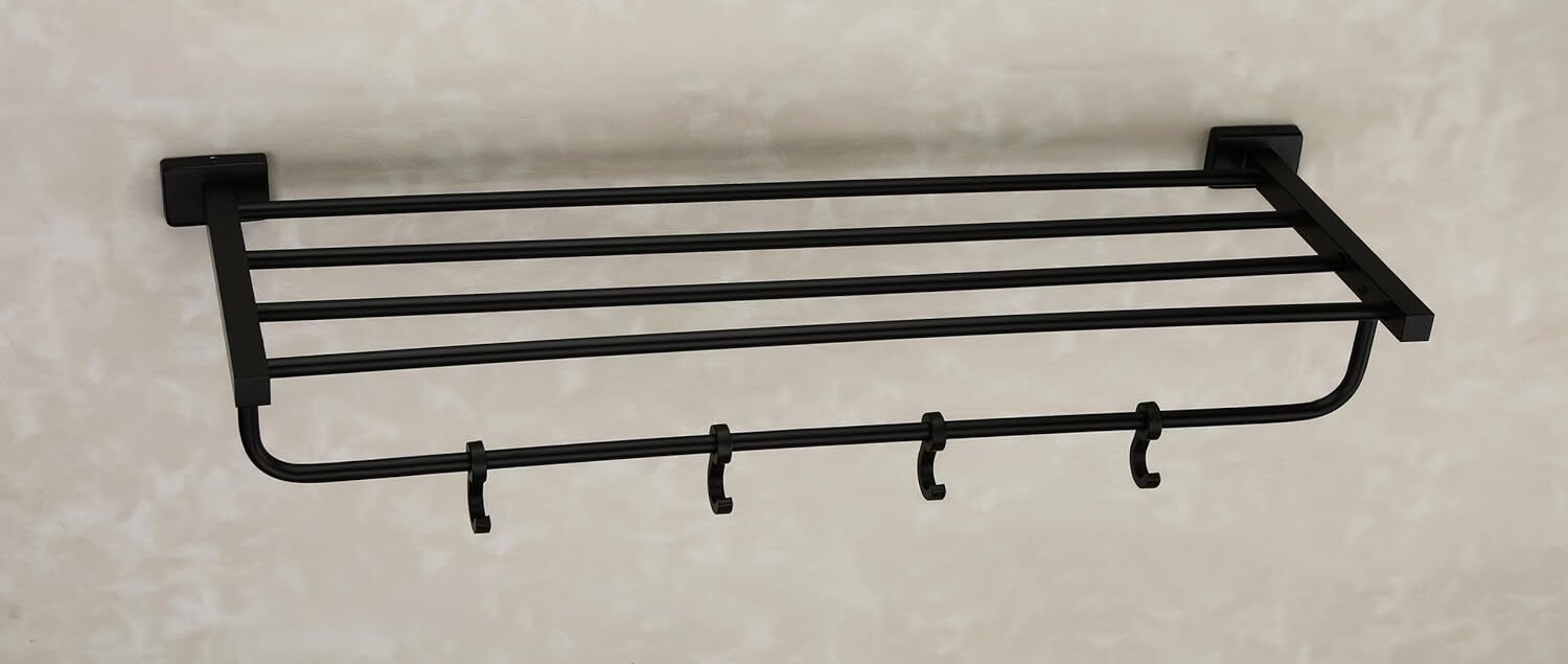 EVANEX Black Towel Rack/Best Towel Hanger for Bathroom/Black Towel Rack 17.72 inch 4 Bar Towel Rod-image-8