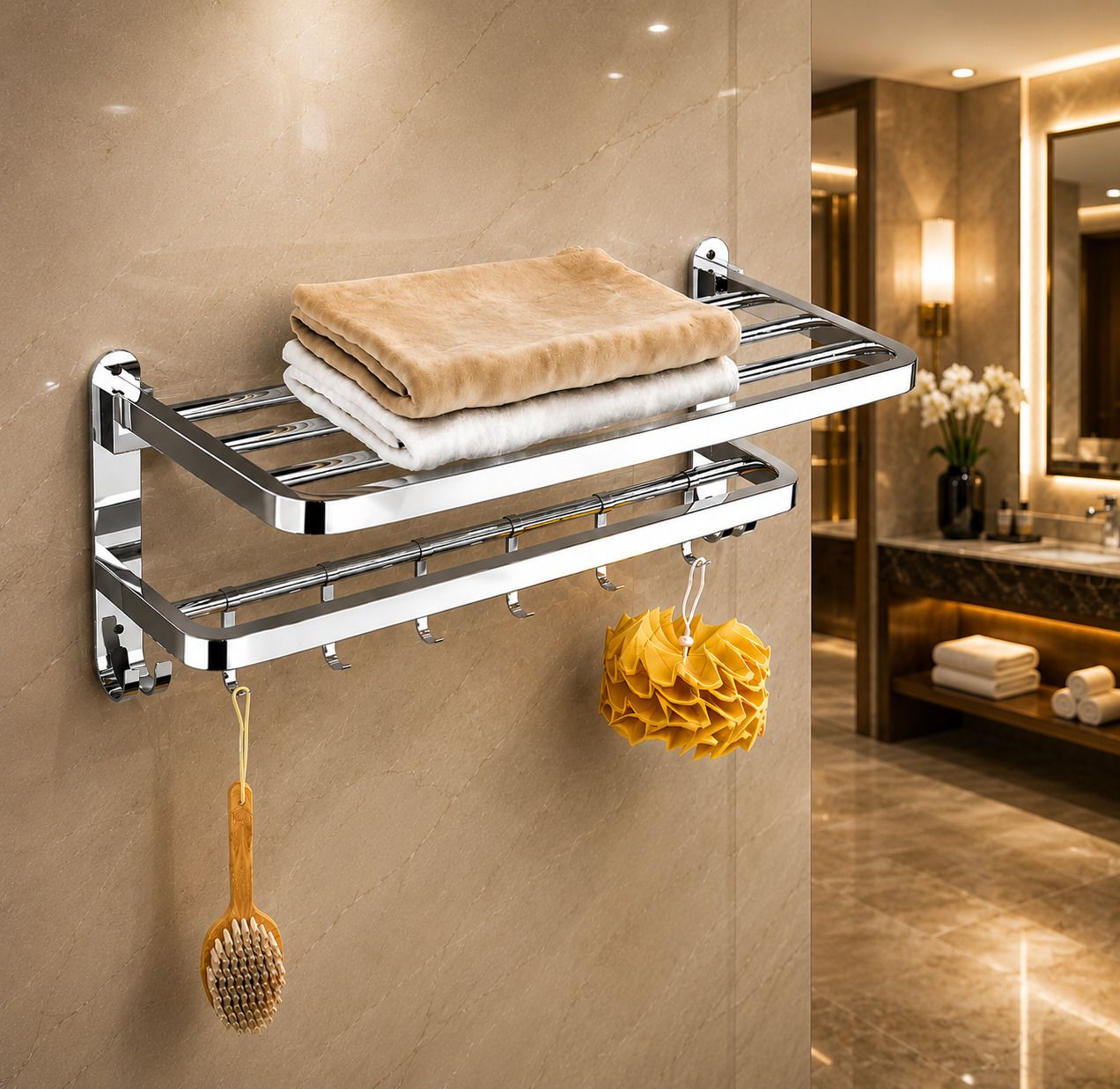 forsquare hardware products Rust Free Stainless Steel Towel Holder Rack for Bathroom 60 inch 2 Bar Towel Rod-picture-32
