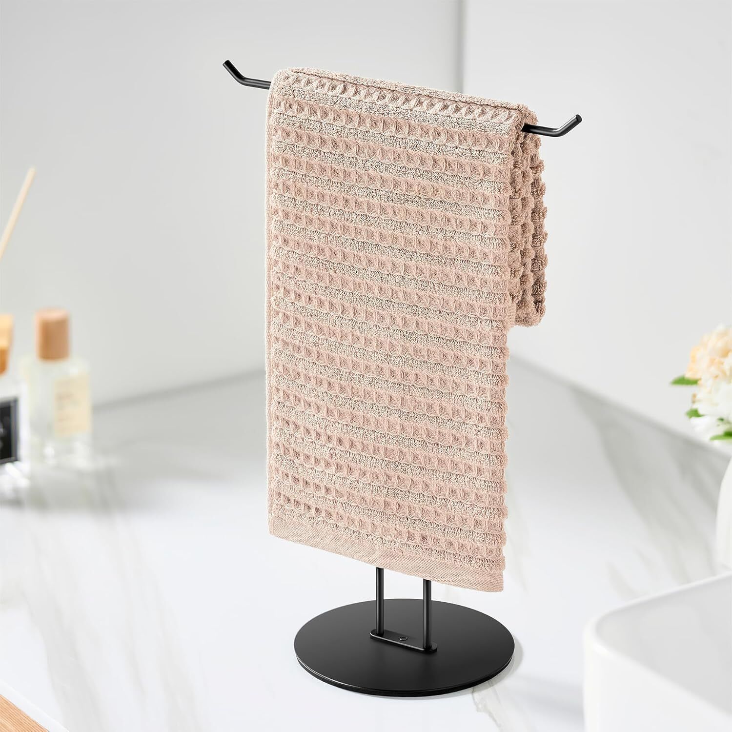 Black Metal Towel Stand | Bathroom Hand Towel Holder Rack & Kitchen use 5.3 inch 1 Bar Towel Rod-image-48