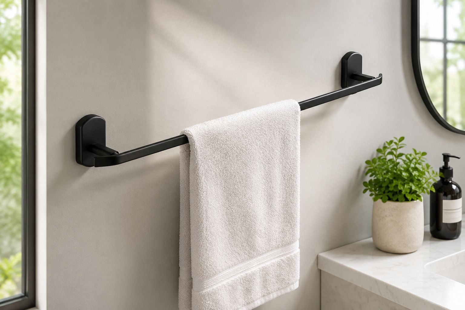 Black Stainless Steel Heavy Solid Bar /Towel Stand/Towel Hanger 24 inch 1 Bar Towel Rod-image-23