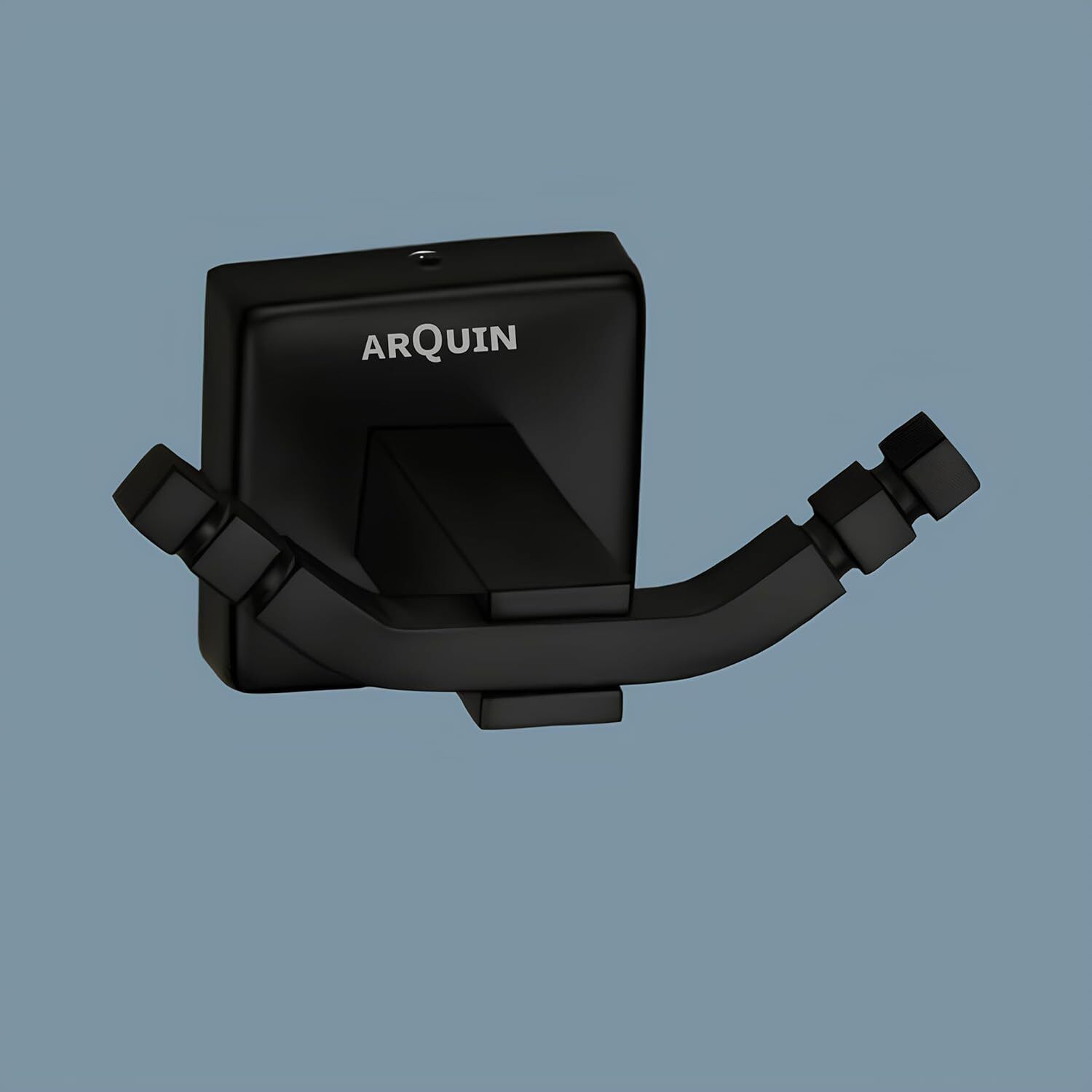 EVANEX VITA Wall Mounted Double Robe Hook Towel Hanger (Black Matt) 3.58 inch 2 Bar Towel Rod-image-2