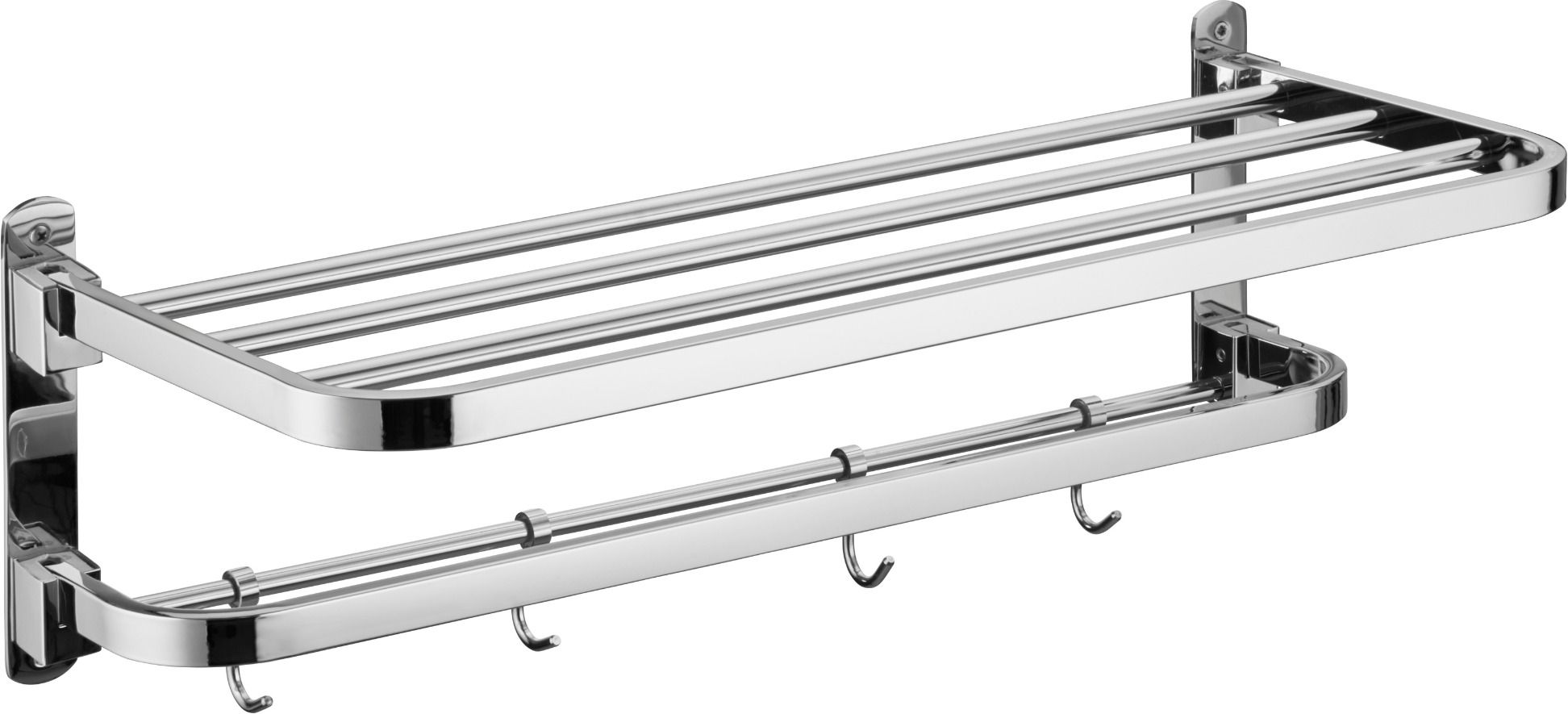 304 Grade SS Folding Towel Rack | Double Decker Bathroom Shelf with Towel Rod 18 inch 5 Bar Towel Rod-image-13