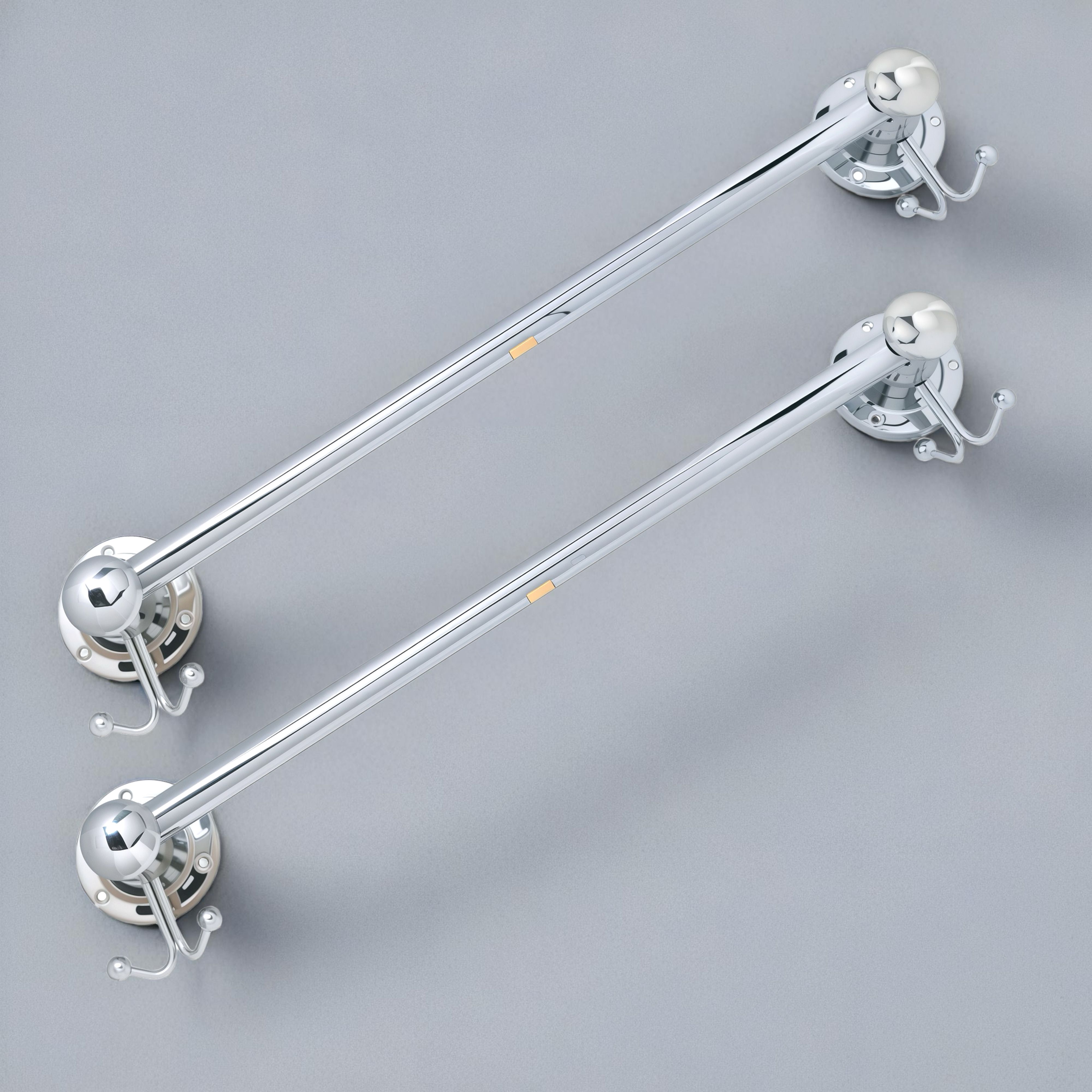 wollvia Towel Rod with Double Hooks Wall Mounted Bathroom Towel Holder 24 inch 1 Bar Towel Rod-image-22