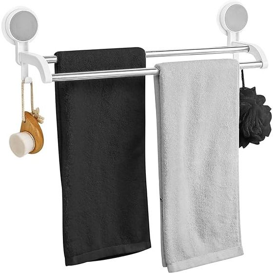 mmtsworld Wall Mounted Double Rod Towel Holder Bar for Bathroom & Kitchen 15 inch 2 Bar Towel Rod-picture-7