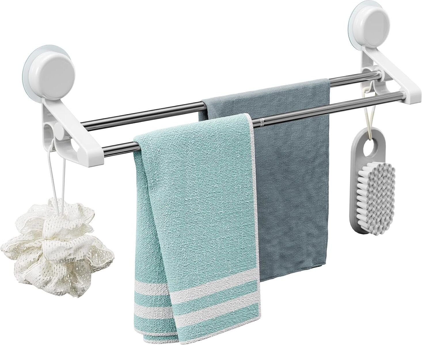 varni zone Double Towel Bar No Drill Wall Mounted Napkin, Hand Towel ,Bathroom Accessories 10 inch 2 Bar Towel Rod-picture-46