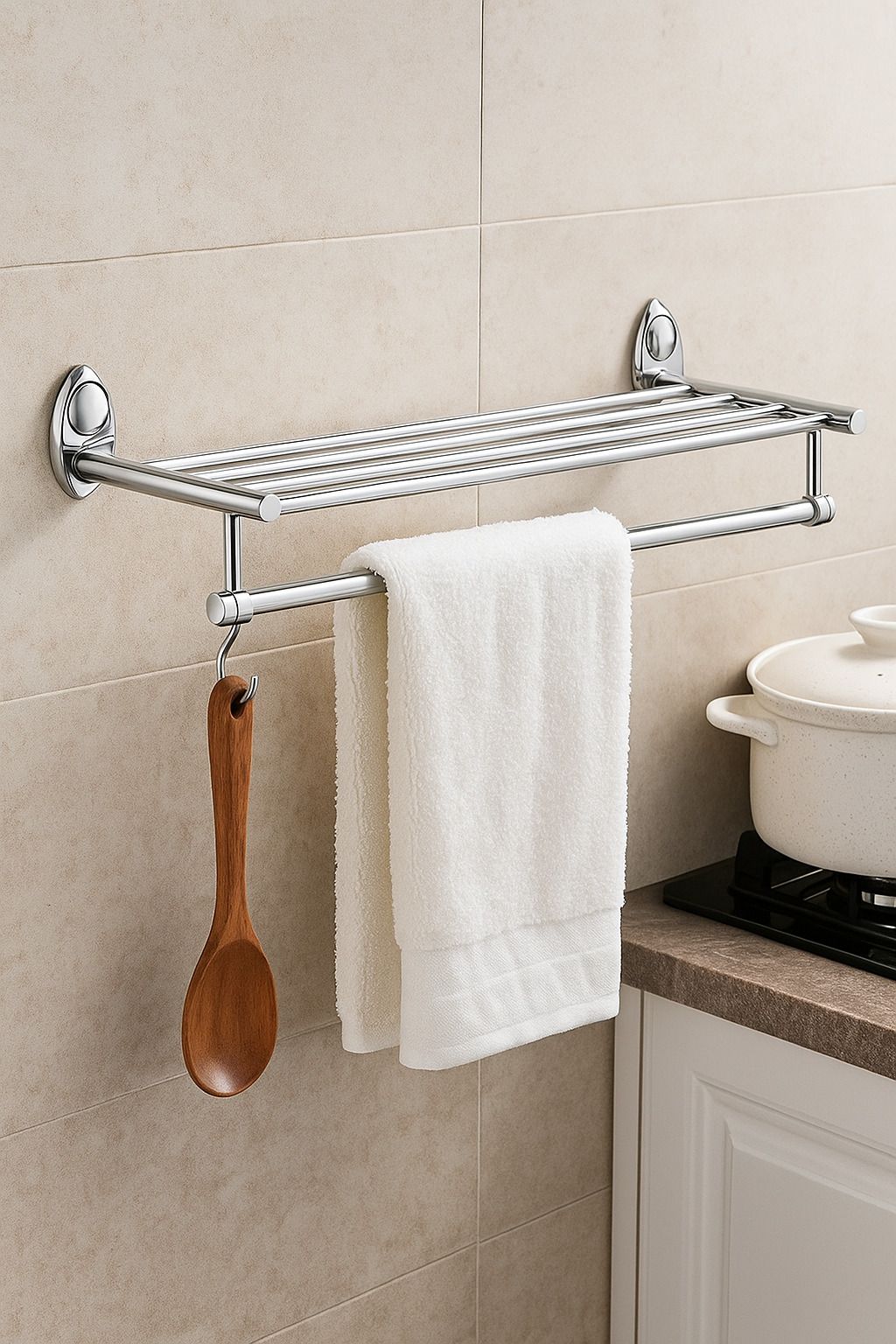 Folding Towel Rack/Bathroom Towel Hanger/Towel Holder 24 inch 5 Bar Towel Rod-image-34