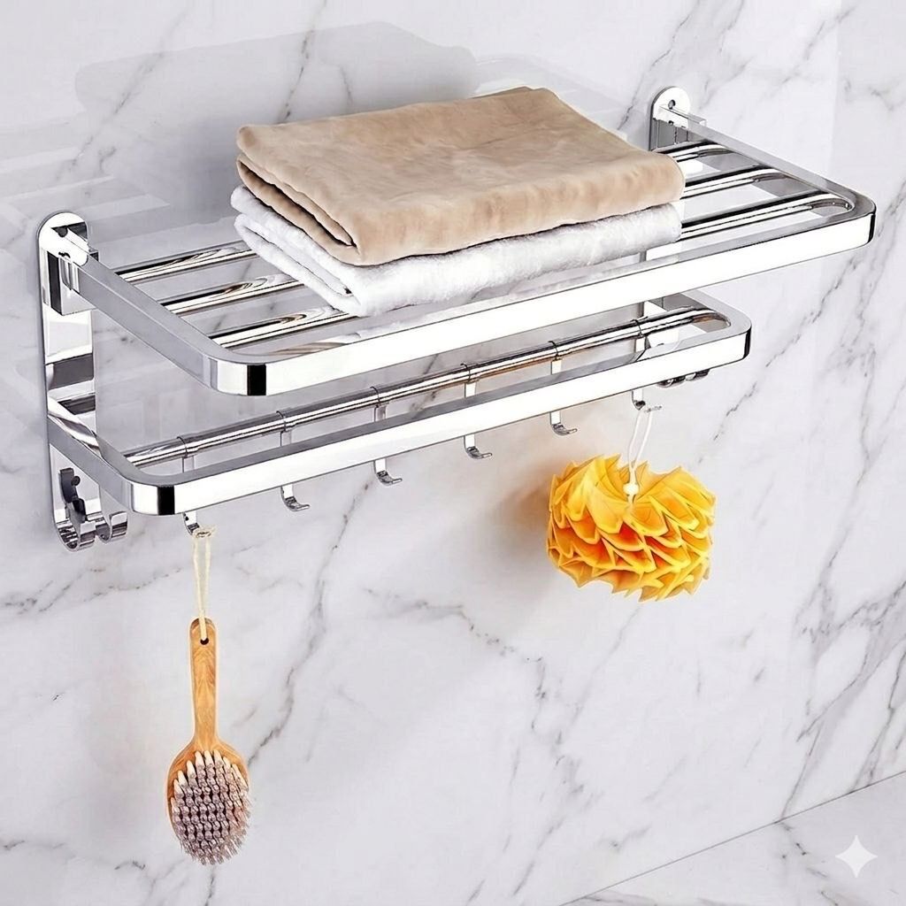 Bathroom Accessories Stainless Steel Towel Holder Rack 60 inch 2 Bar Towel Rod-image-28