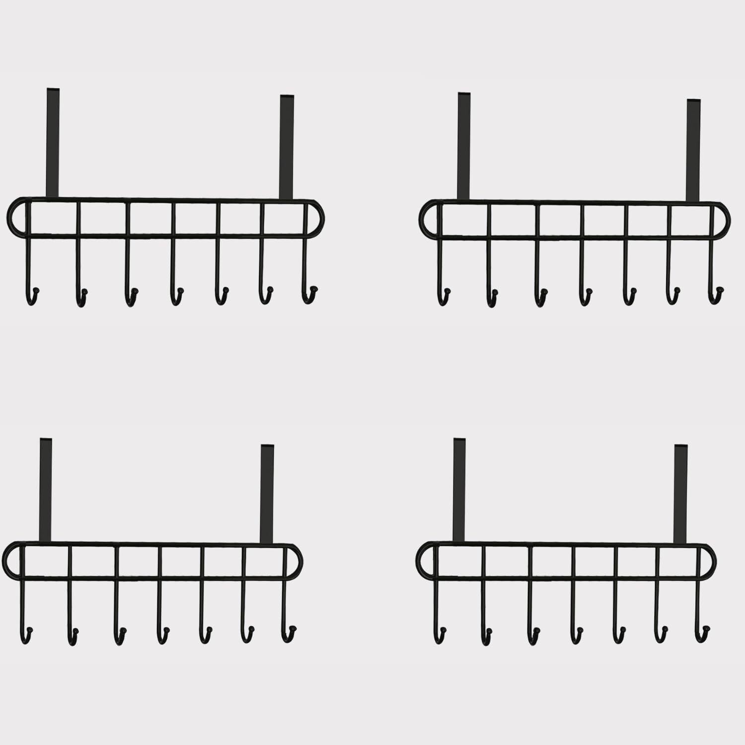 evanex Stainless Steel Over Door Hook Rack with 7 Hooks for Clothes (Pack of 4) 9.45 inch 28 Bar Towel Rod-picture-15
