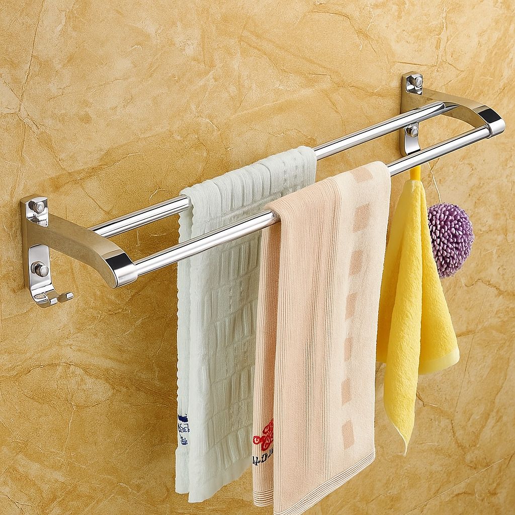 Double rod bathroom towel rack/Towel rod / Towel Holder wall mounted 24 inch 1 Bar Towel Rod-image-29